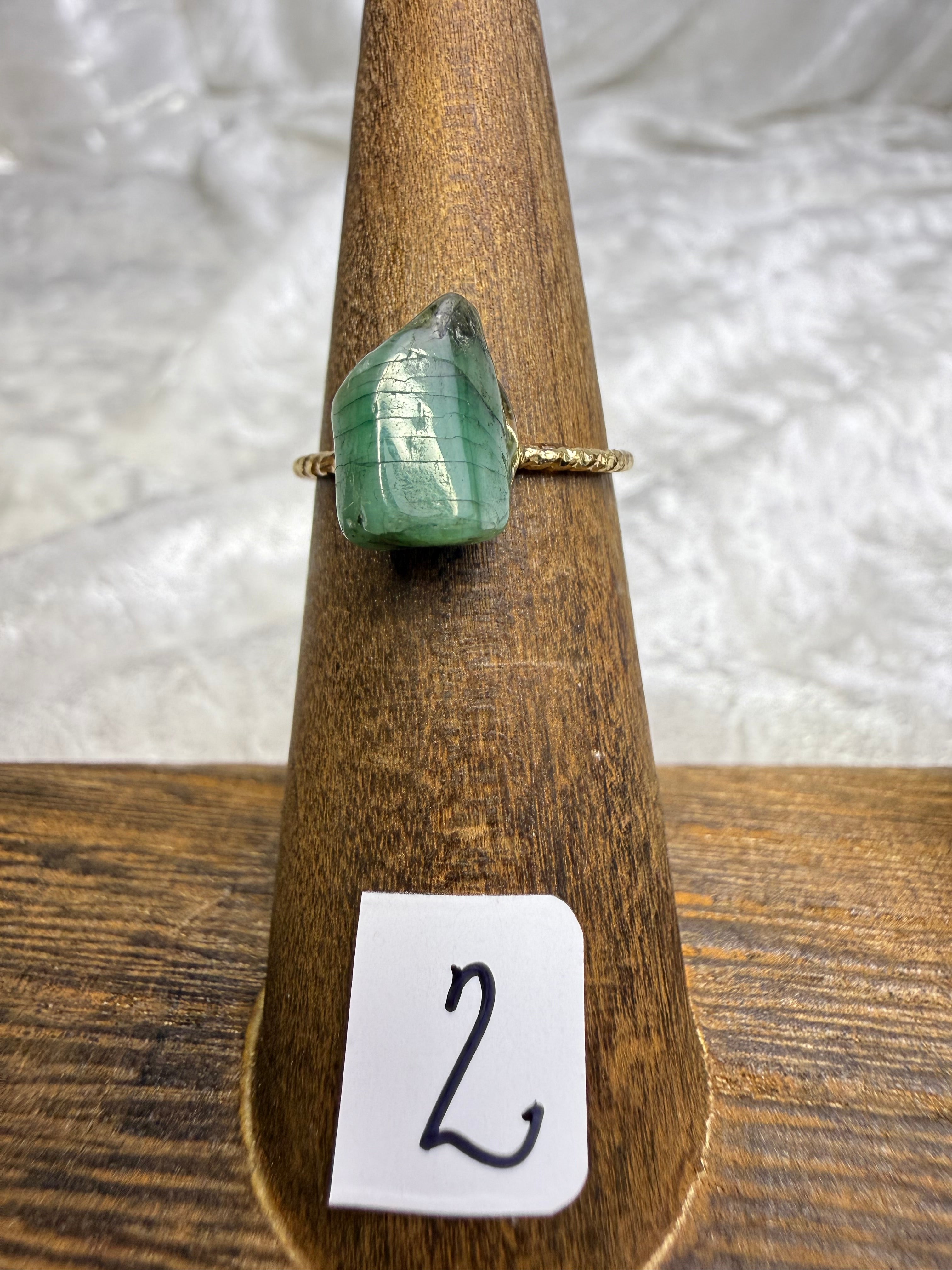 One-of-a-Kind Raw Emerald Ring #2 | Handmade Adjustable Hypoallergenic Crystal Jewelry