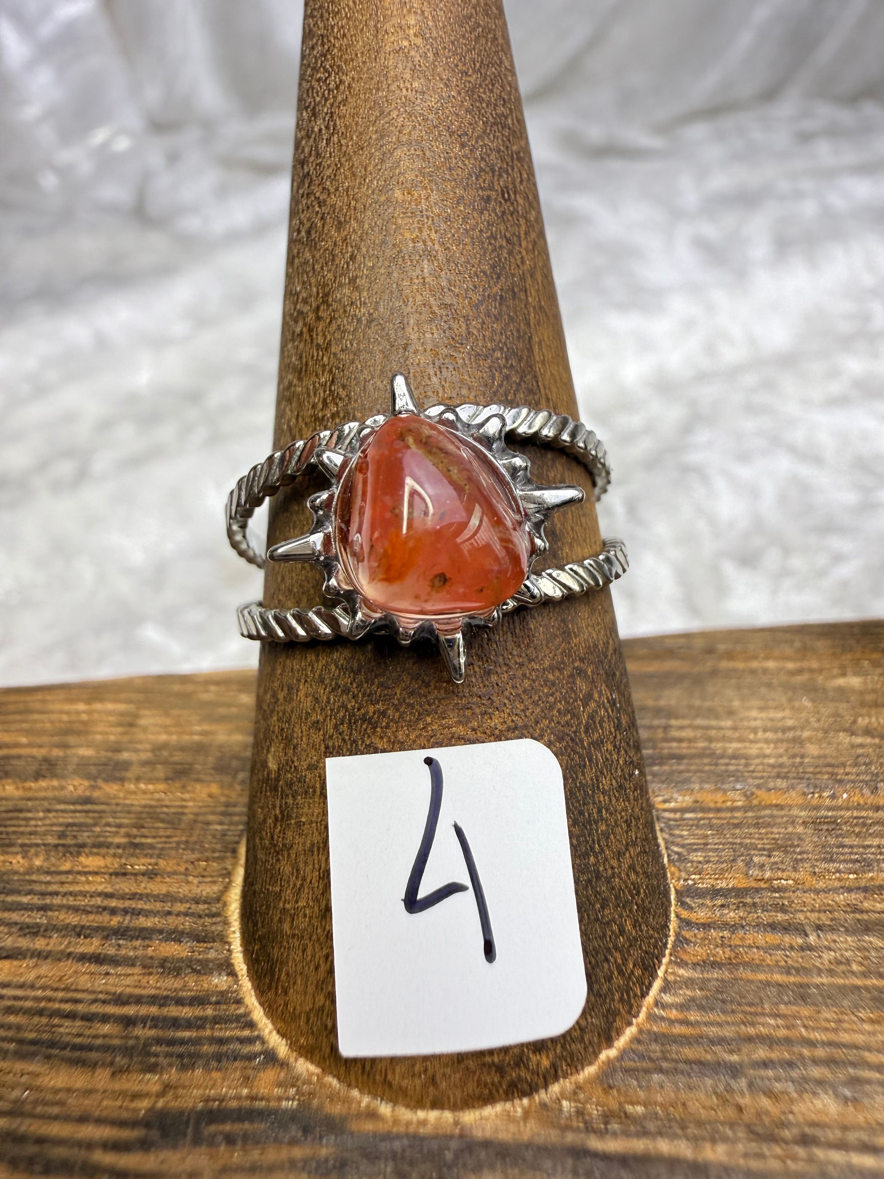 One-of-a-Kind Raw Carnelian Ring #4 | Handmade Adjustable Hypoallergenic Crystal Jewelry