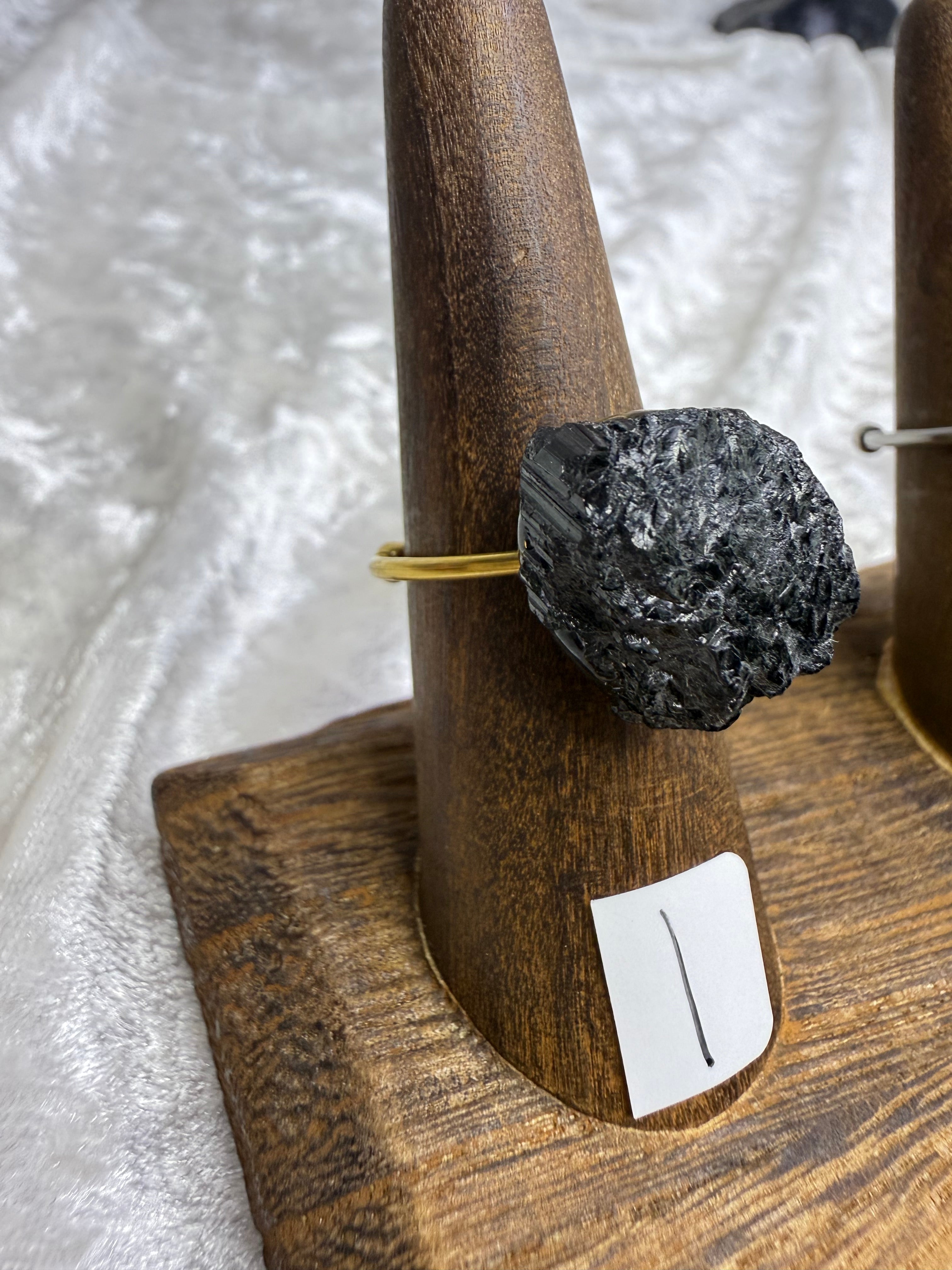 One-of-a-Kind Raw Black Tourmaline Ring #1 | Handmade Adjustable Hypoallergenic Crystal Jewelry