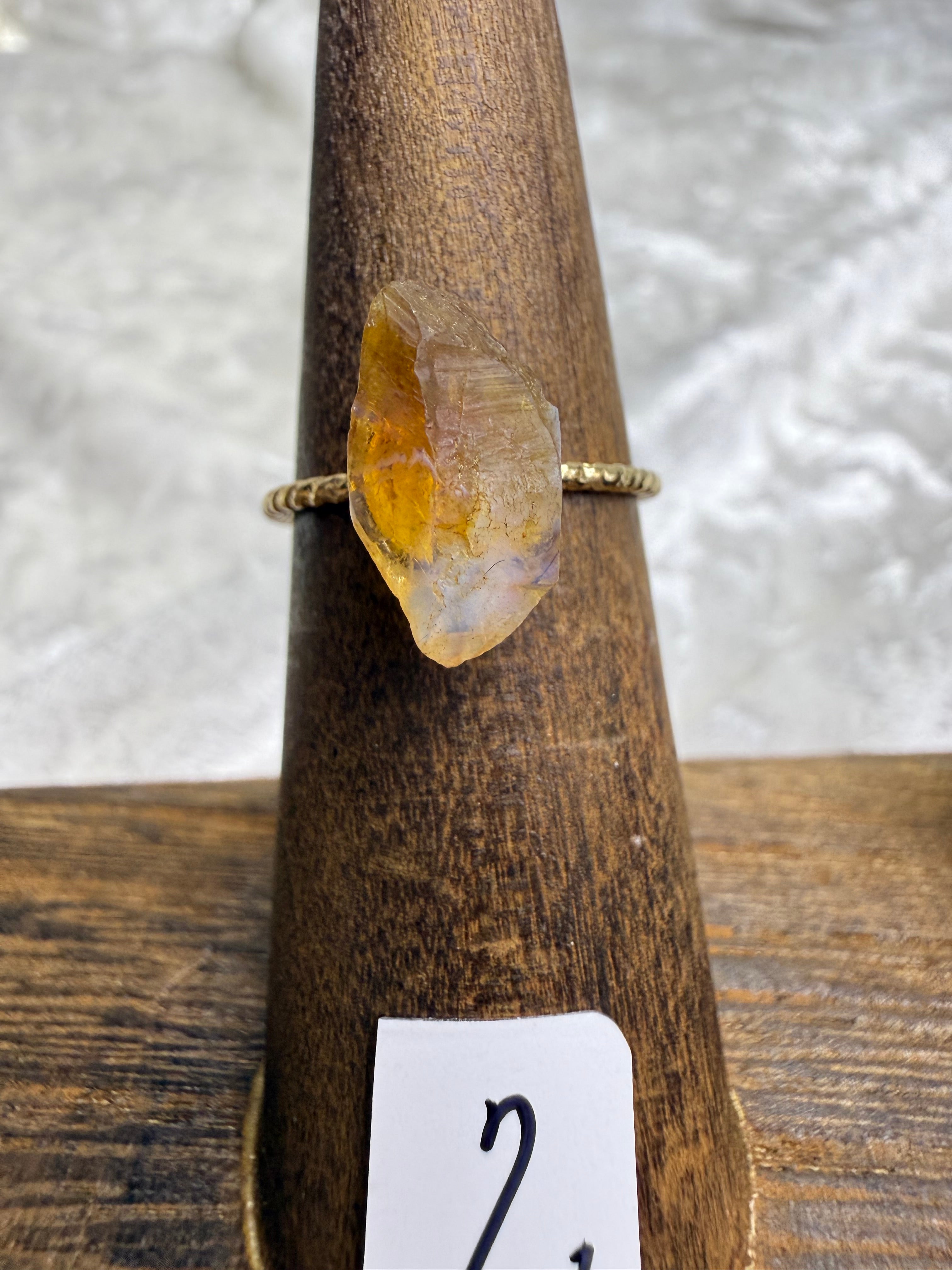 One-of-a-Kind Raw Citrine Ring #2 | Handmade Adjustable Hypoallergenic Crystal Jewelry