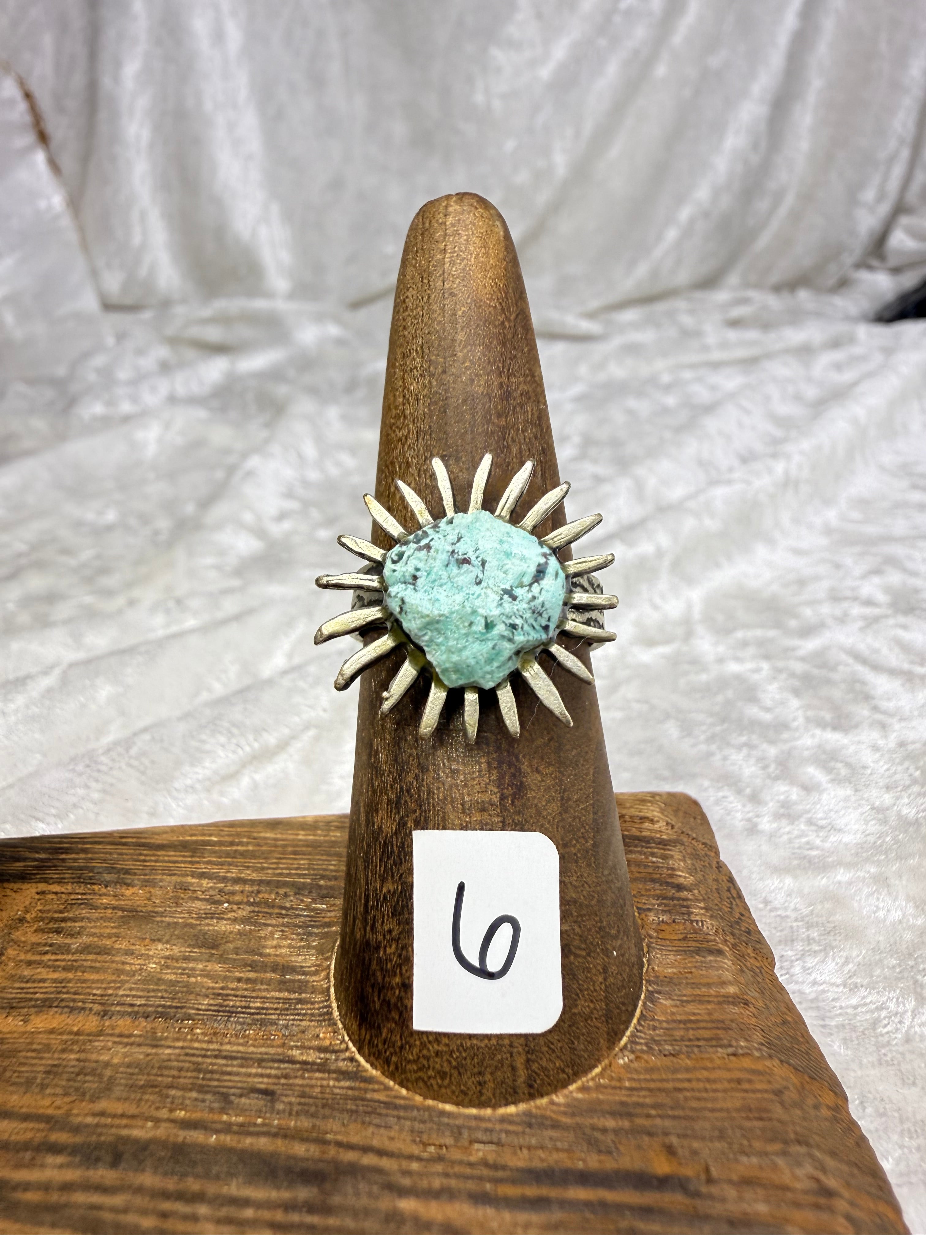 One-of-a-Kind Raw Turquoise Ring #6 | Handmade Adjustable Hypoallergenic Crystal Jewelry