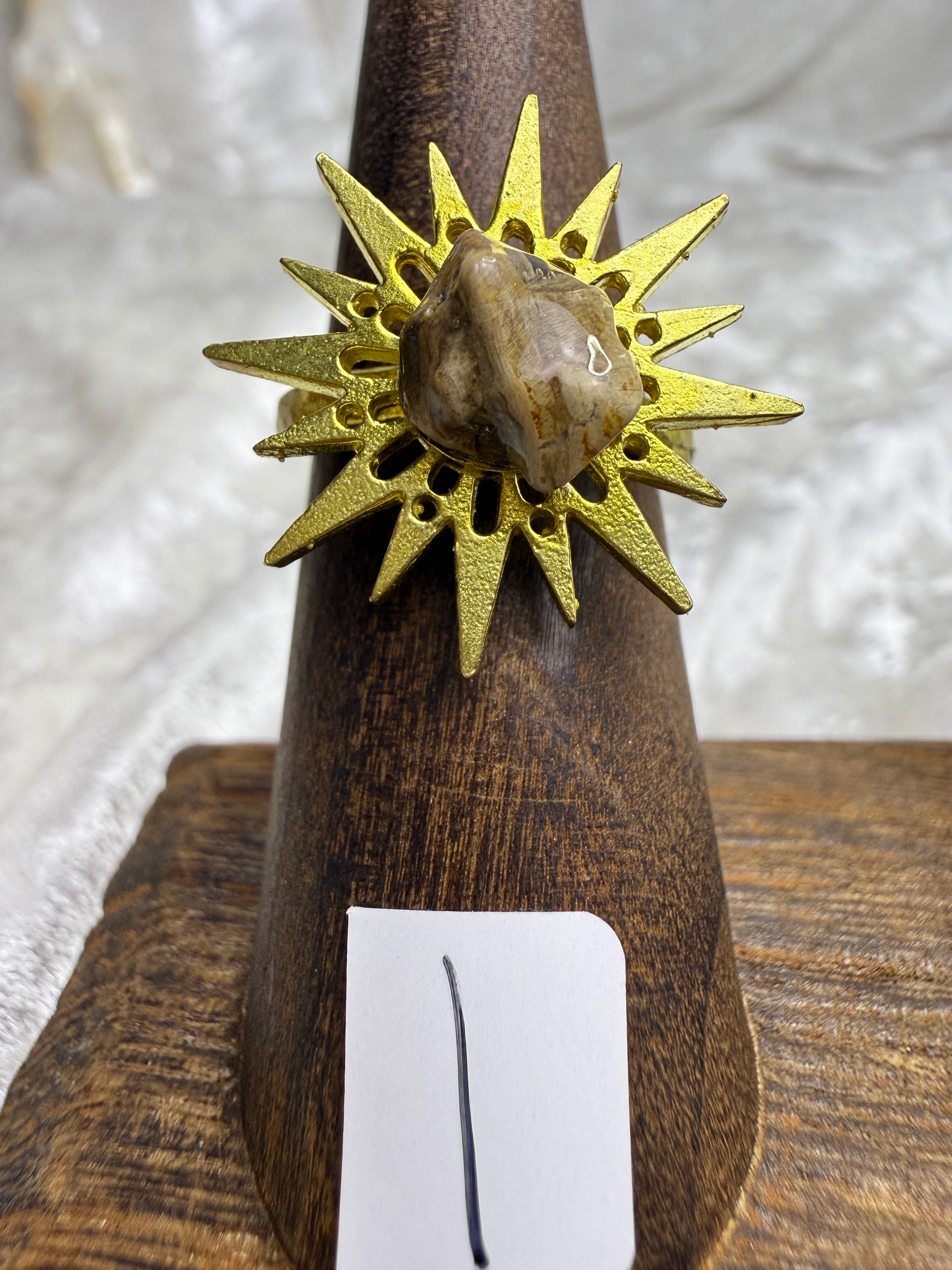 One-of-a-Kind Raw Petrified Wood Ring #1 | Handmade Adjustable Hypoallergenic Crystal Jewelry