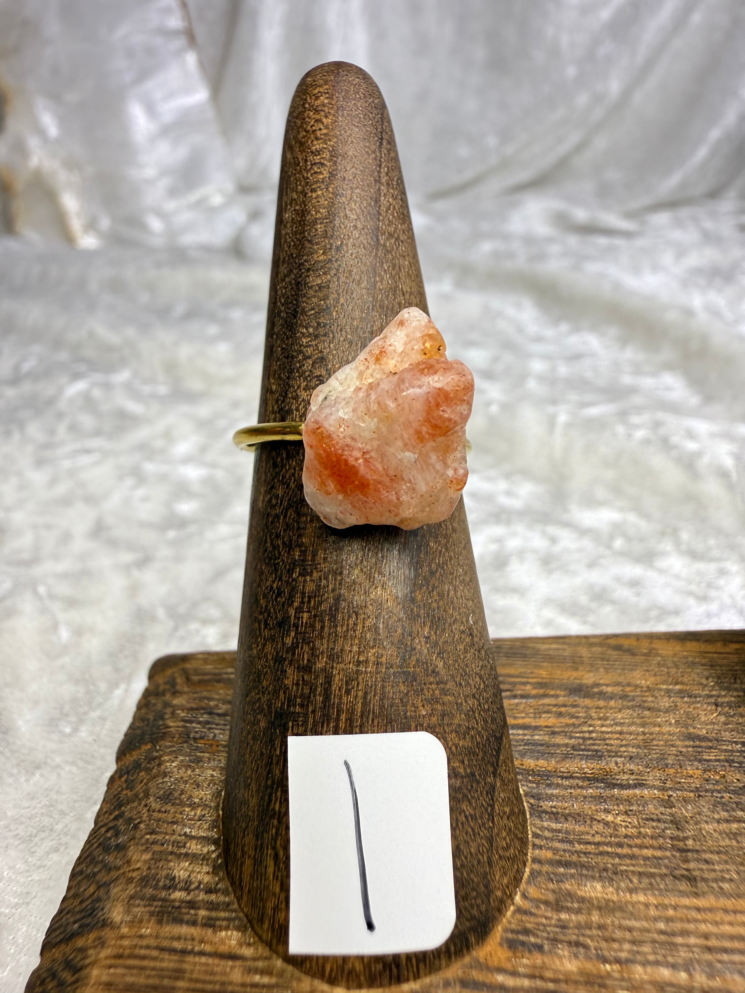One-of-a-Kind Raw Sunstone Ring #1 | Handmade Adjustable Hypoallergenic Crystal Jewelry