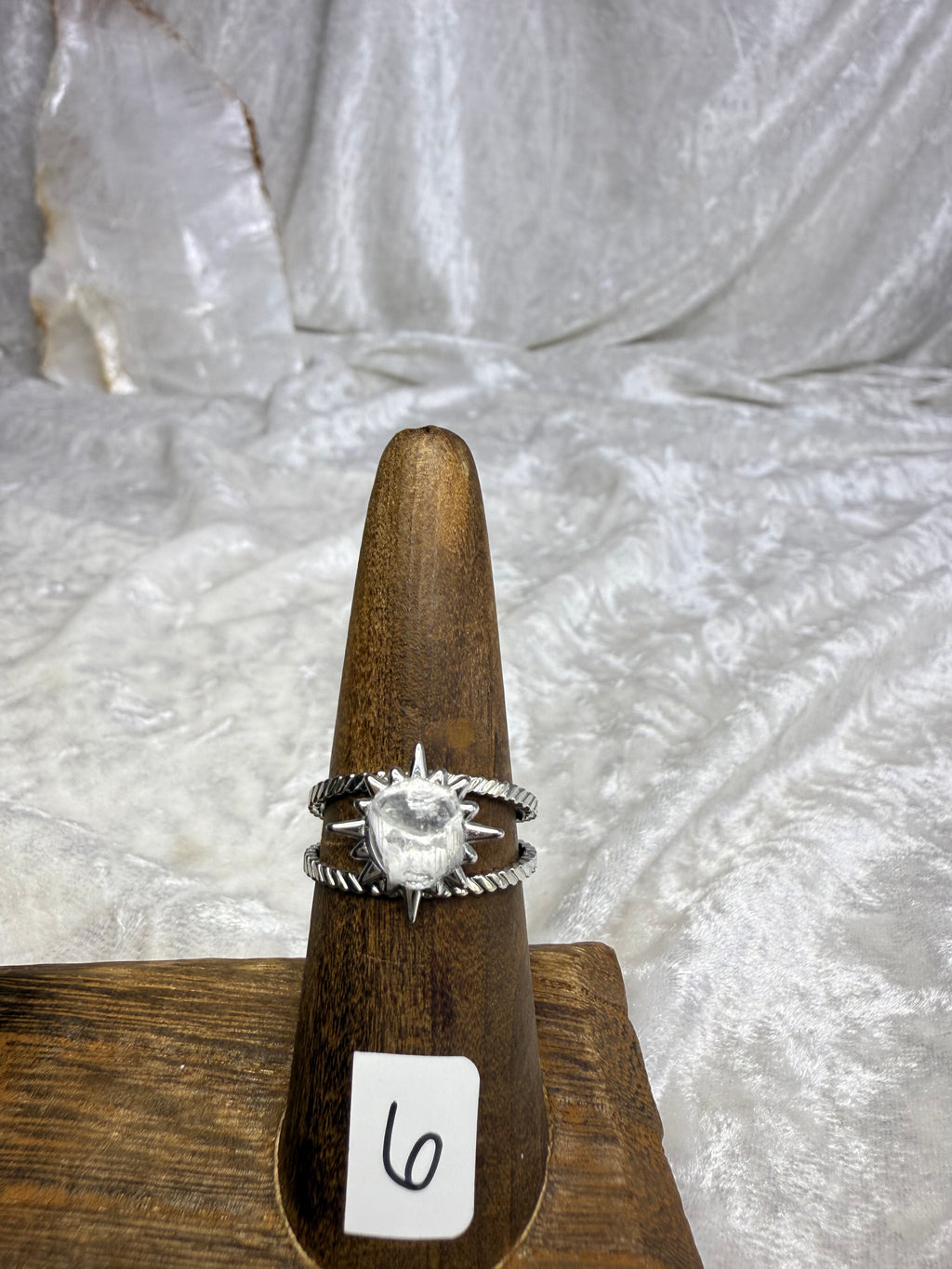 One-of-a-Kind Raw Clear Quartz Ring #6 | Handmade Adjustable Hypoallergenic Crystal Jewelry