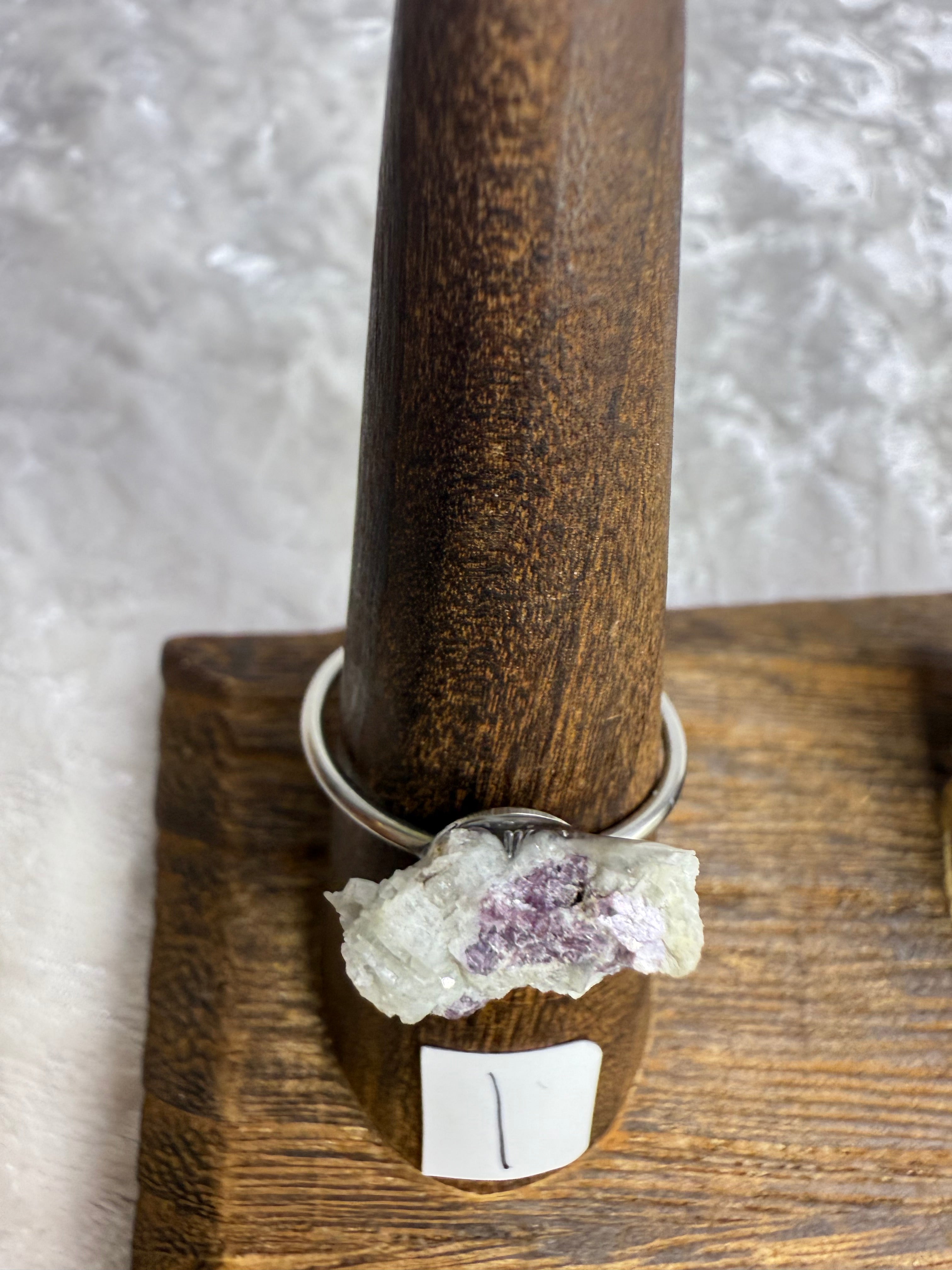 One-of-a-Kind Raw Lepidolite Ring #1 | Handmade Adjustable Hypoallergenic Crystal Jewelry
