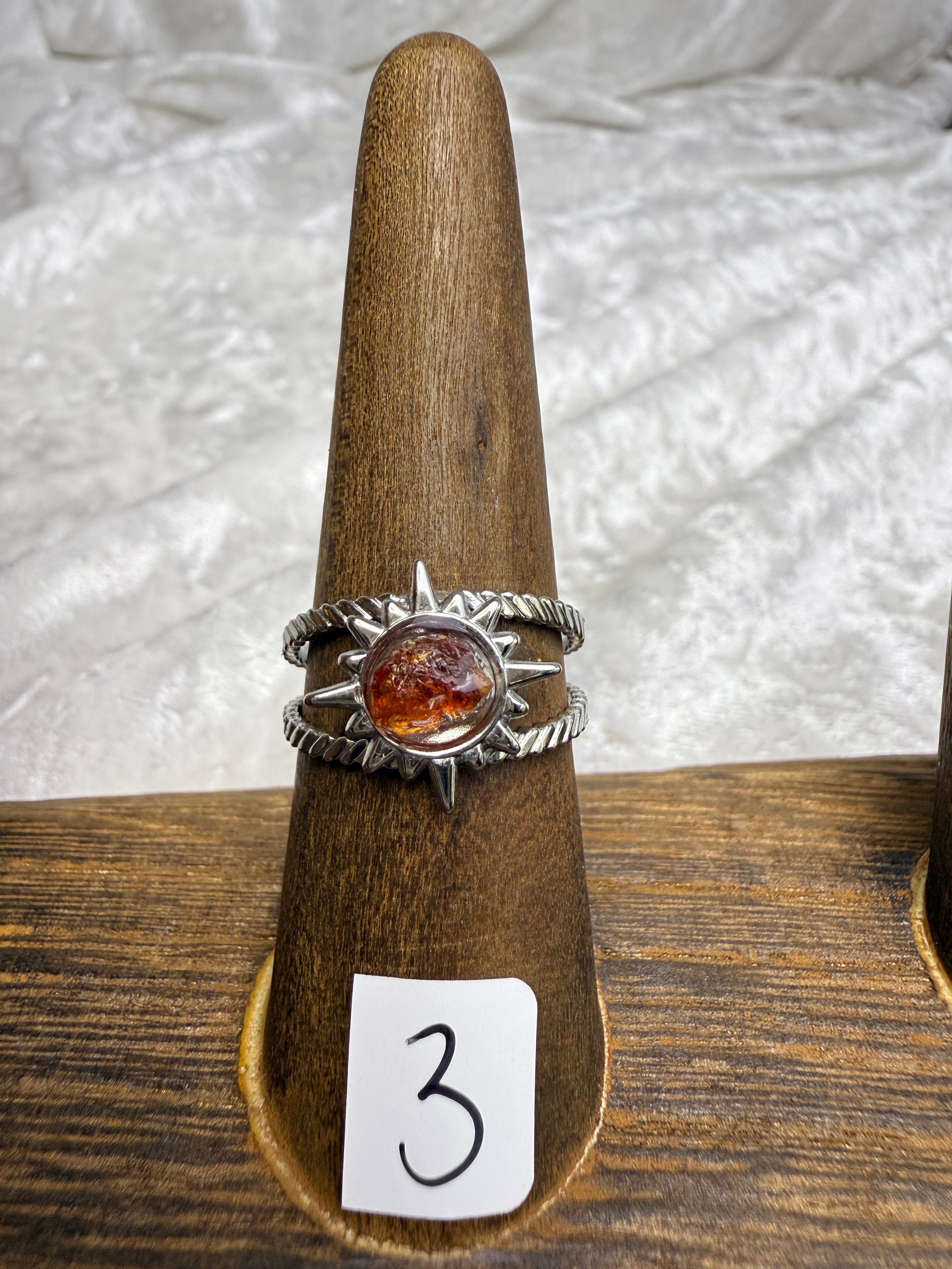 One-of-a-Kind Raw Garnet Ring #3 | Handmade Adjustable Hypoallergenic Crystal Jewelry