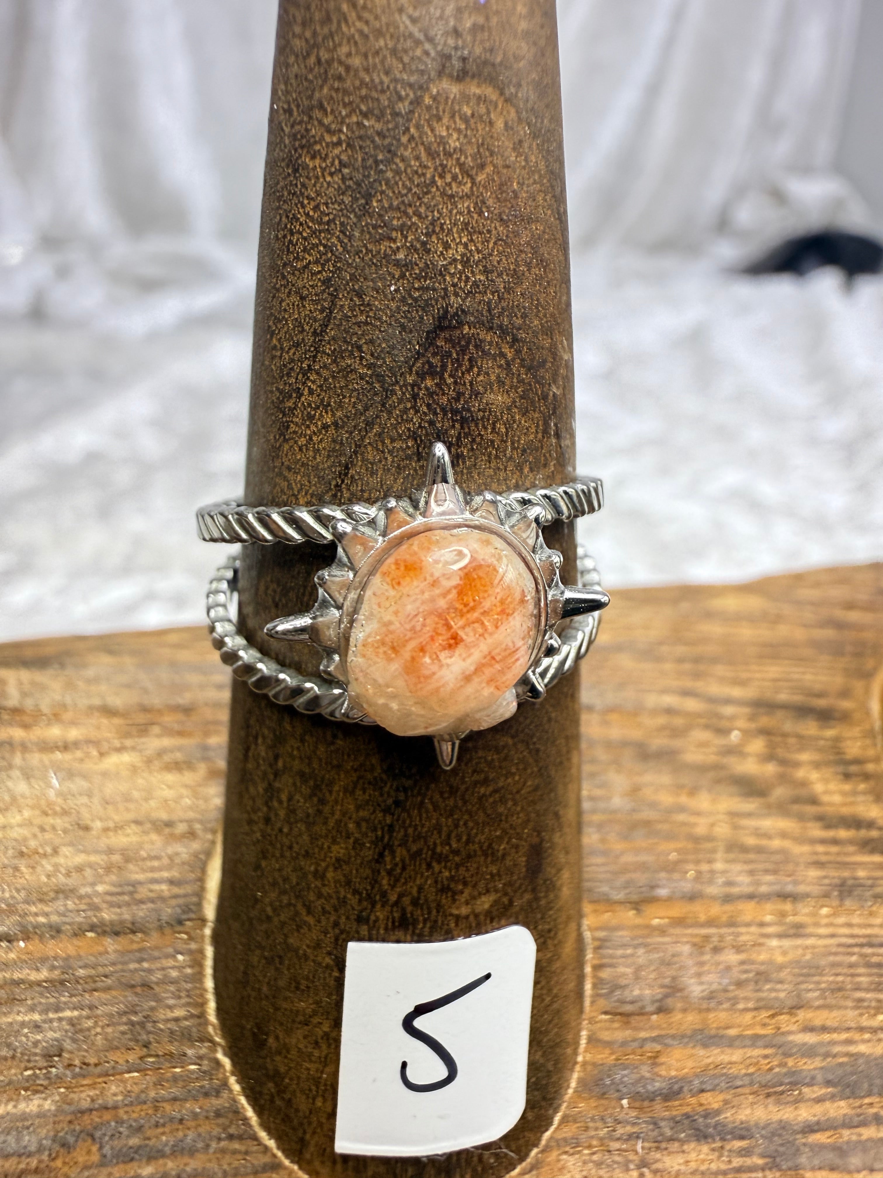 One-of-a-Kind Raw Sunstone Ring #5 | Handmade Adjustable Hypoallergenic Crystal Jewelry