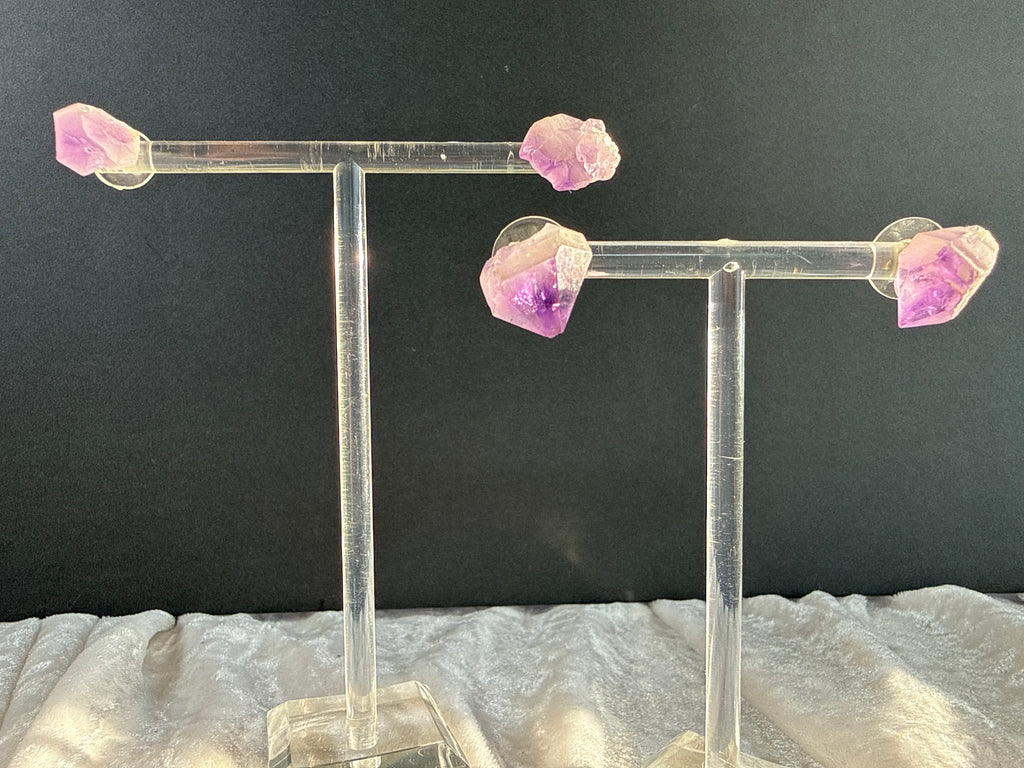Raw Amethyst Crystal Earrings