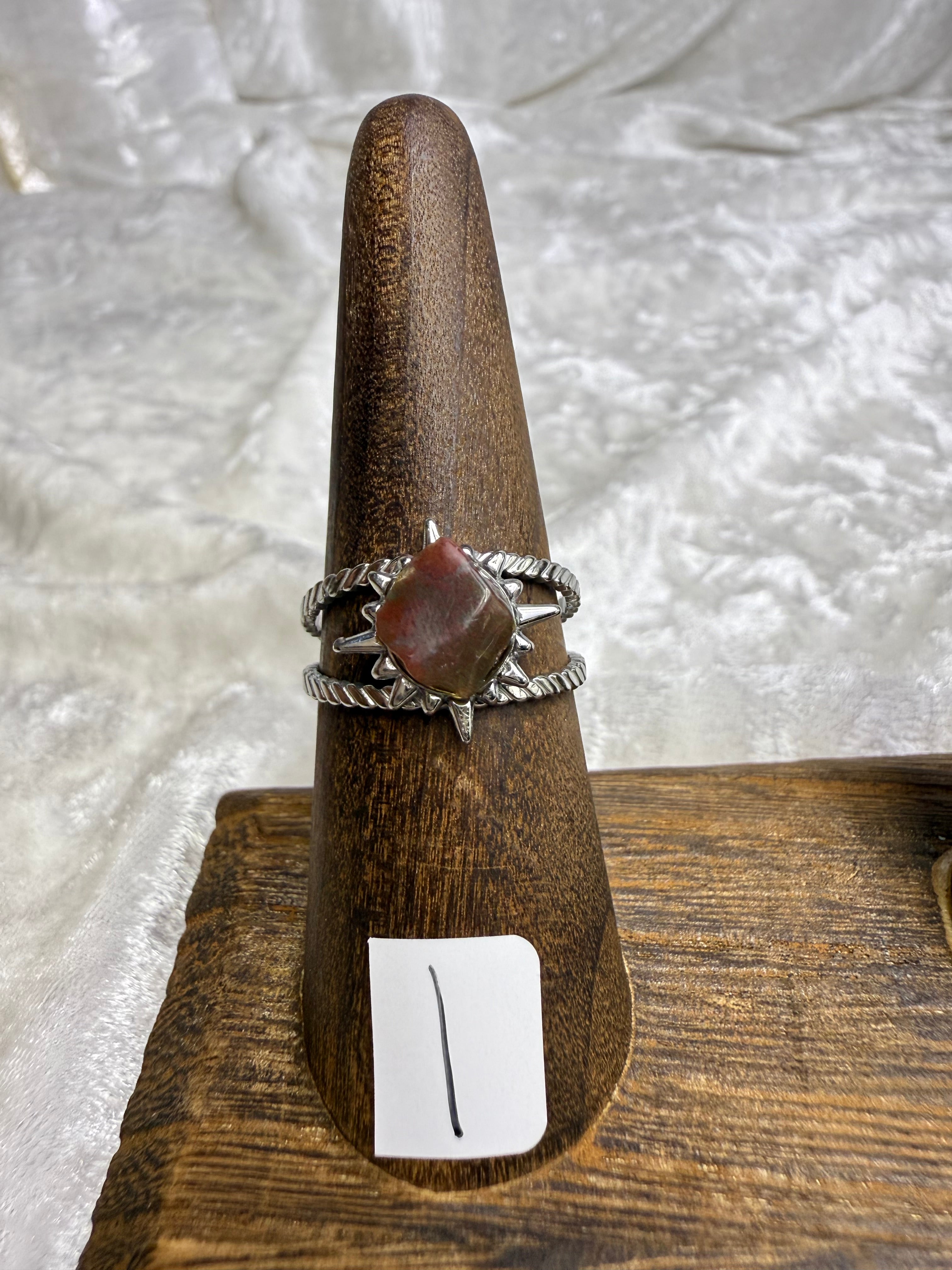 One-of-a-Kind Raw Bloodstone Ring #1 | Handmade Adjustable Hypoallergenic Crystal Jewelry