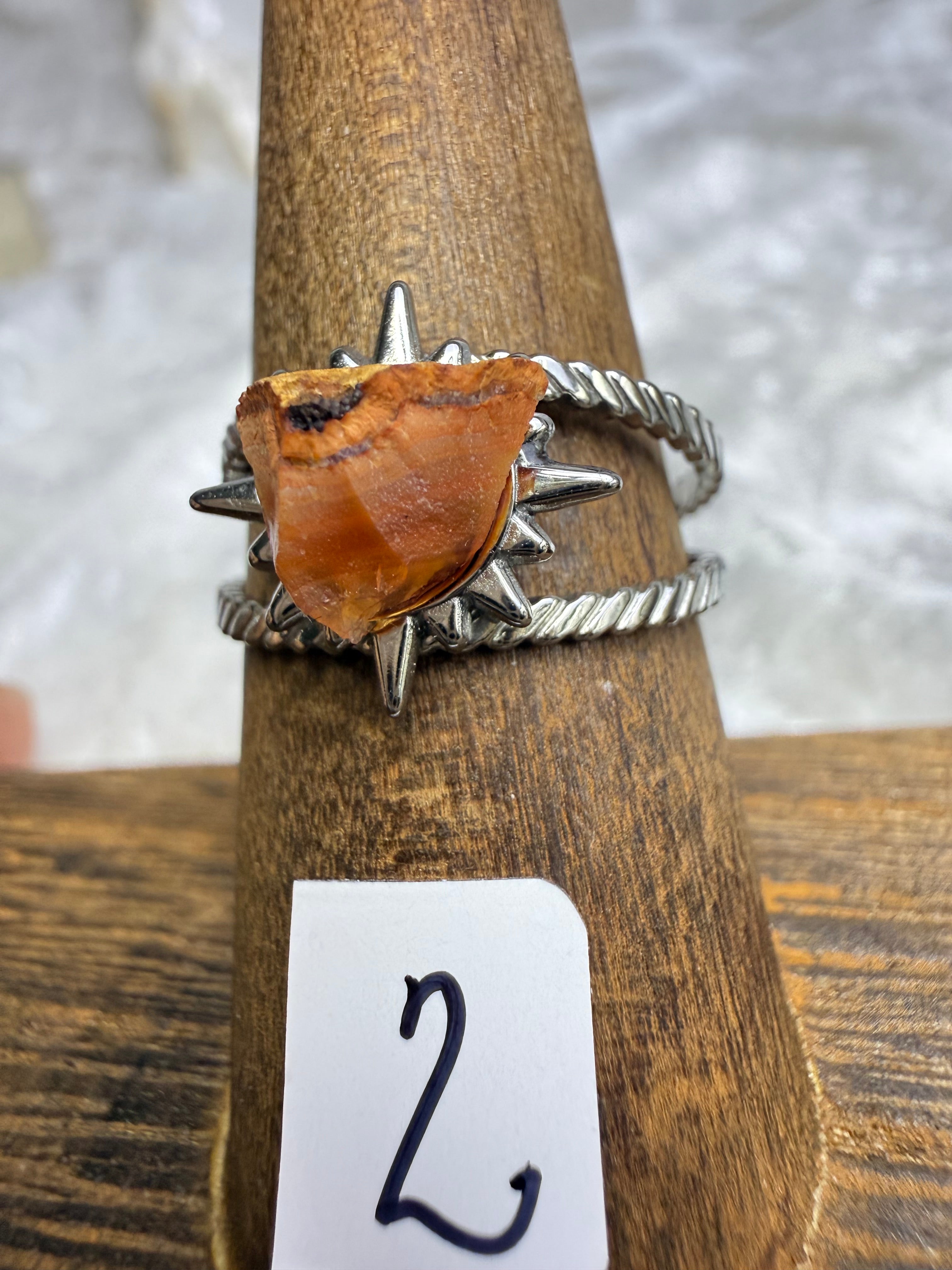 One-of-a-Kind Raw Carnelian Ring #2 | Handmade Adjustable Hypoallergenic Crystal Jewelry