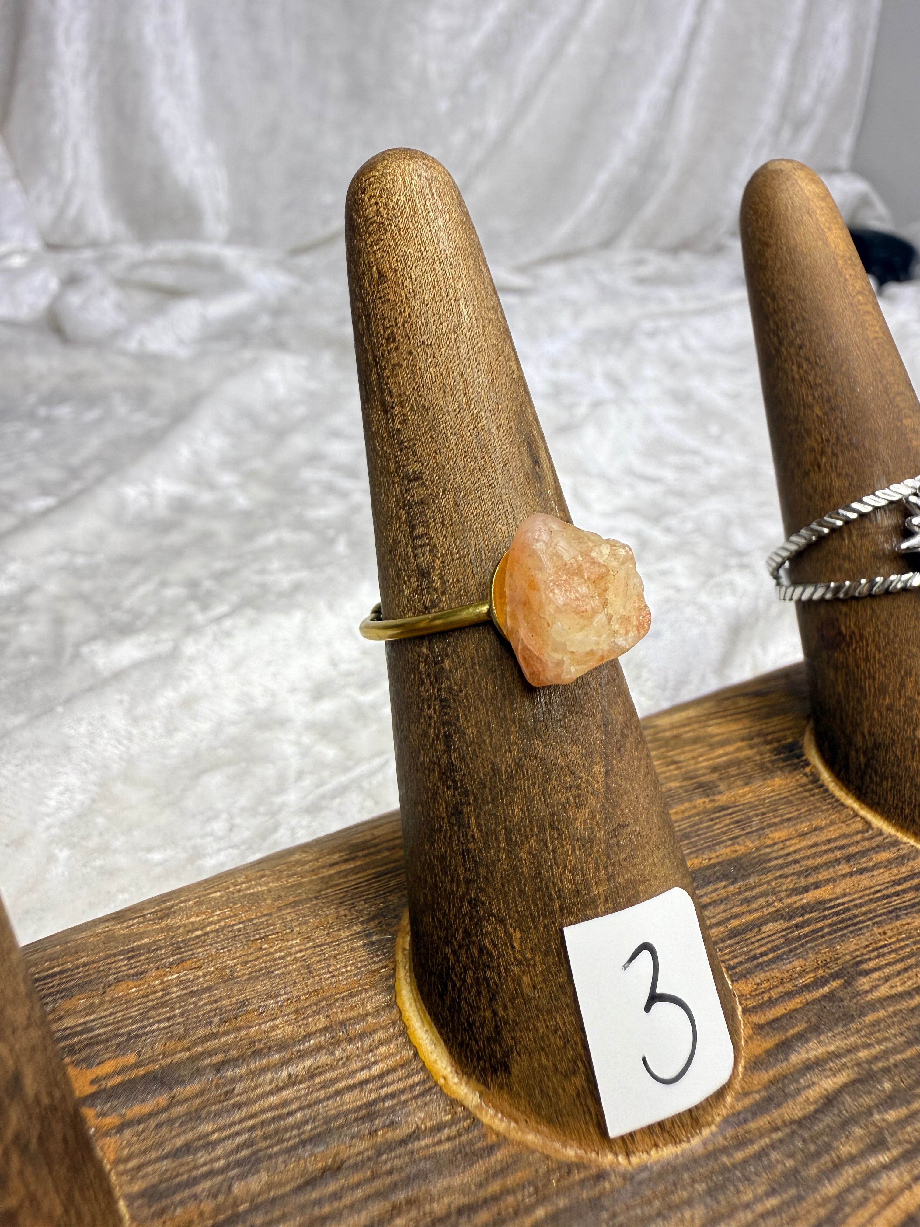 One-of-a-Kind Raw Sunstone Ring #3 | Handmade Adjustable Hypoallergenic Crystal Jewelry