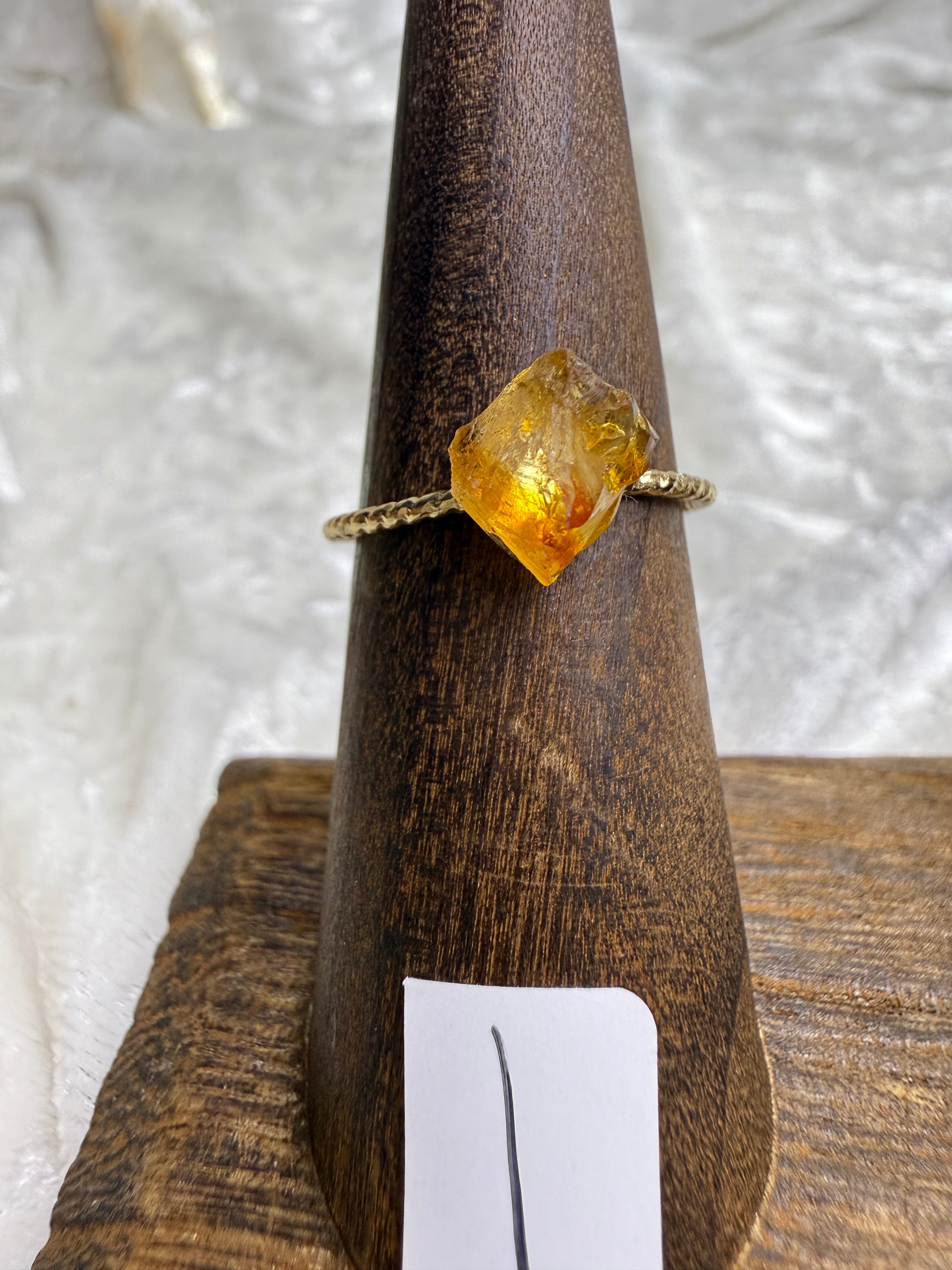 One-of-a-Kind Raw Citrine Ring #1 | Handmade Adjustable Hypoallergenic Crystal Jewelry