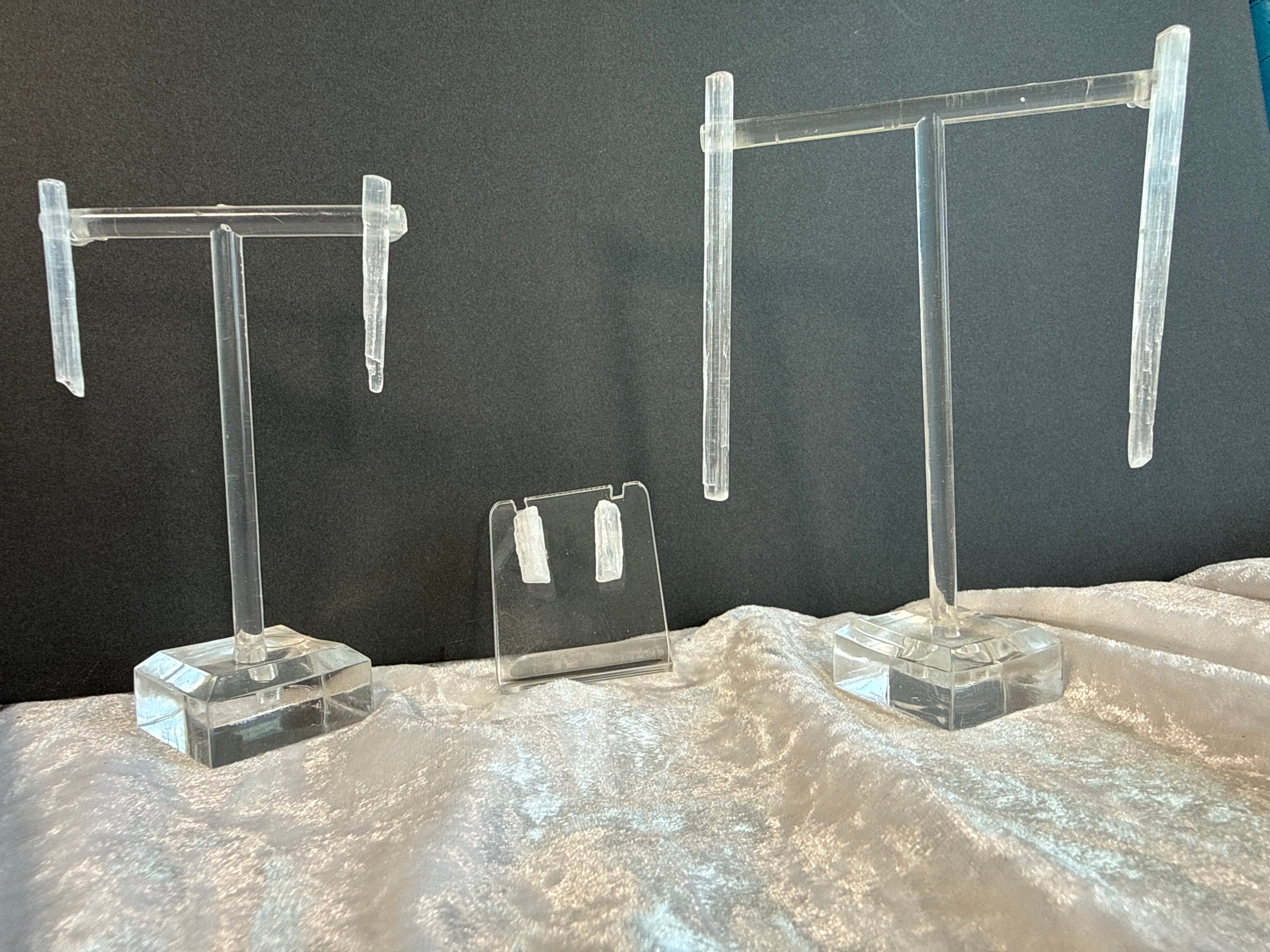 Raw Selenite Wand Crystal Earrings - Metal free
