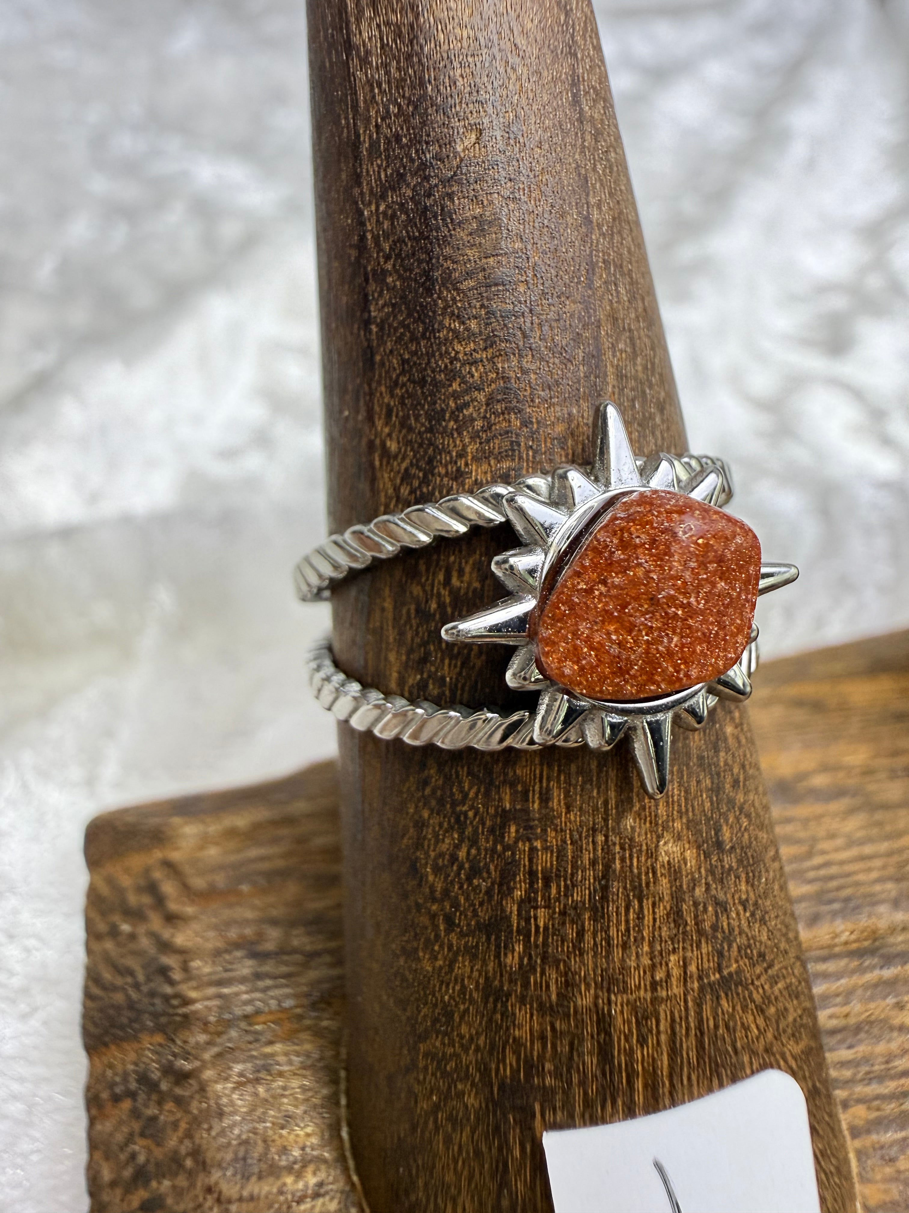 One-of-a-Kind Raw Goldstone Ring #1 | Handmade Adjustable Hypoallergenic Crystal Jewelry