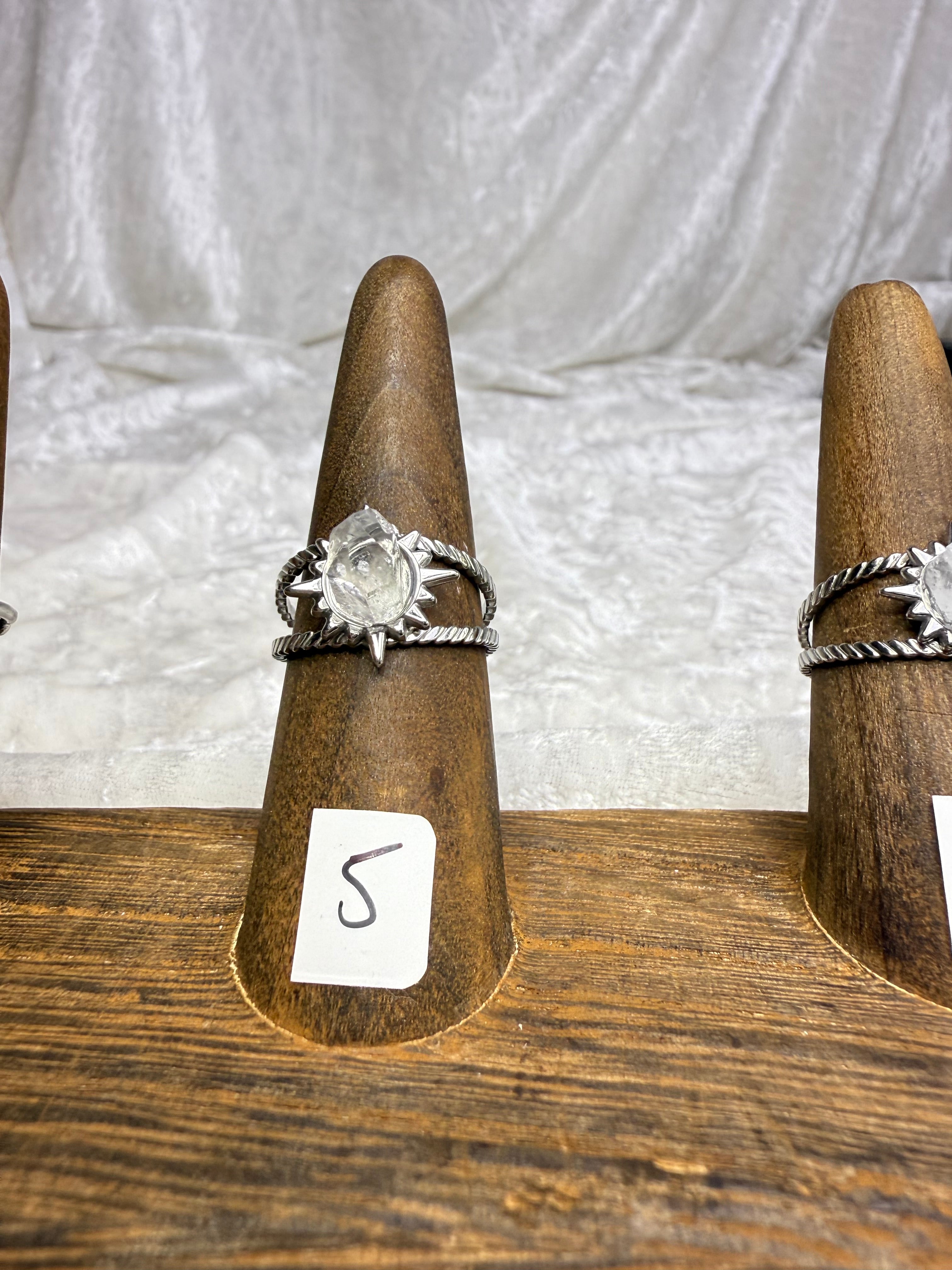 One-of-a-Kind Raw Clear Quartz Ring #5 | Handmade Adjustable Hypoallergenic Crystal Jewelry