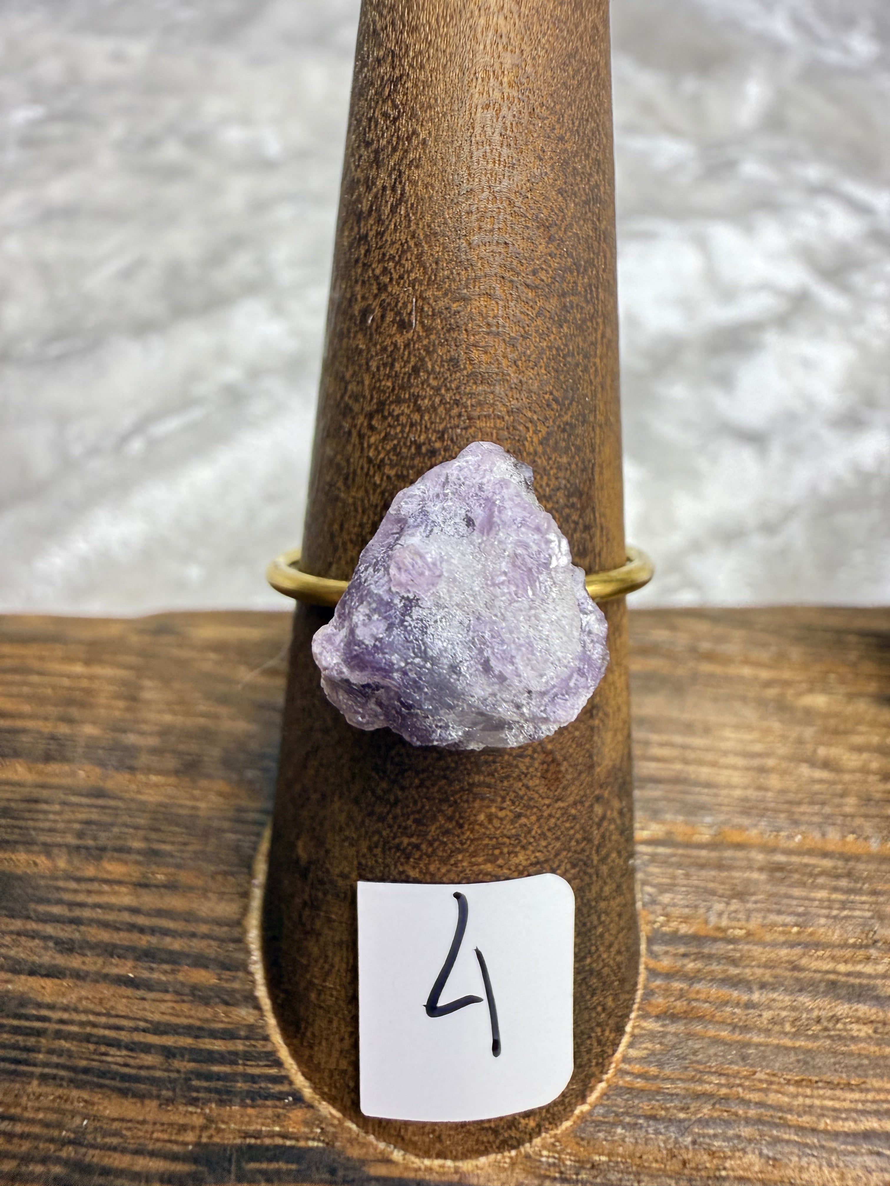 One-of-a-Kind Raw Lepidolite Ring #4 | Handmade Adjustable Hypoallergenic Crystal Jewelry