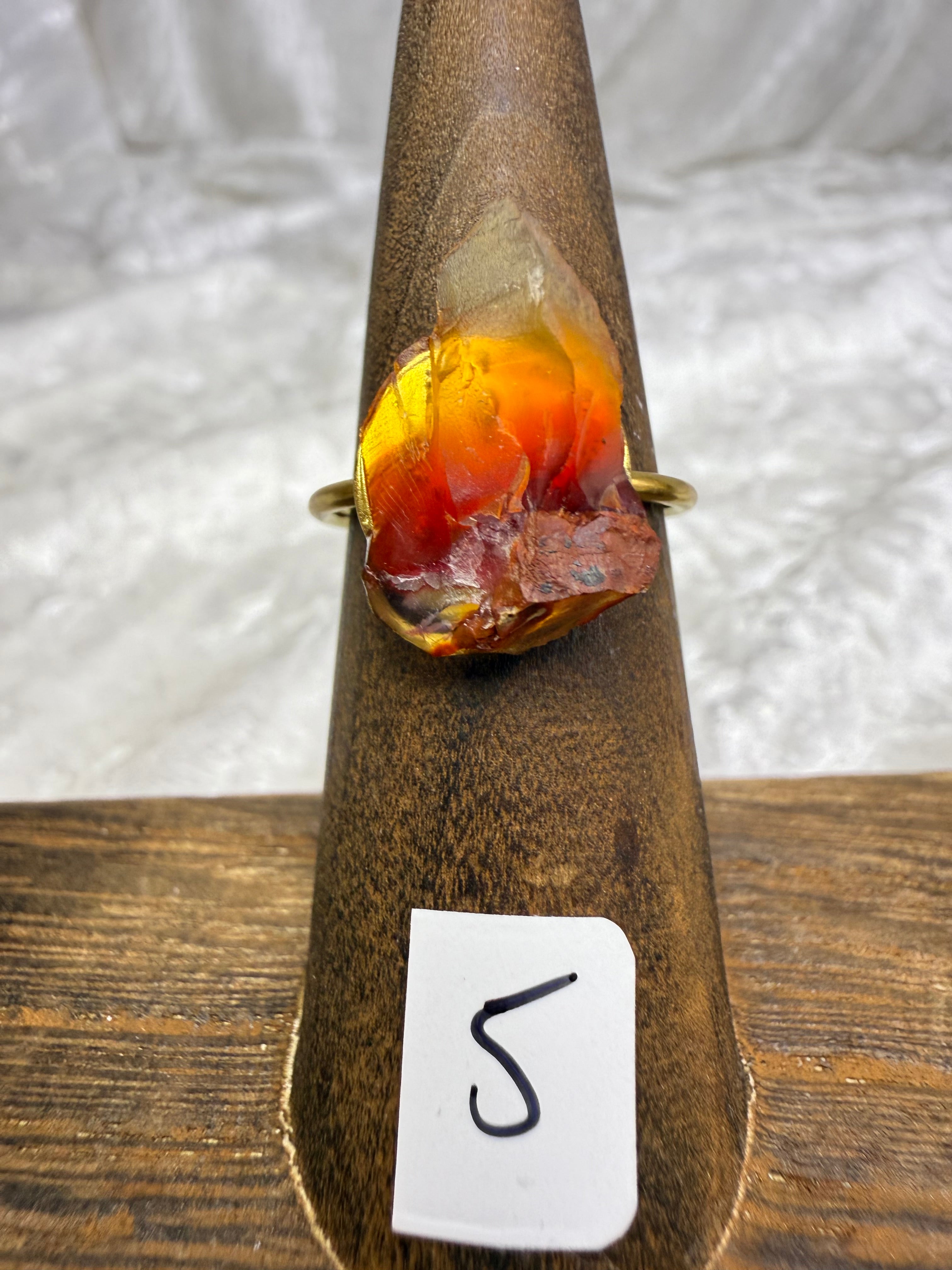 One-of-a-Kind Raw Carnelian Ring #5 | Handmade Adjustable Hypoallergenic Crystal Jewelry