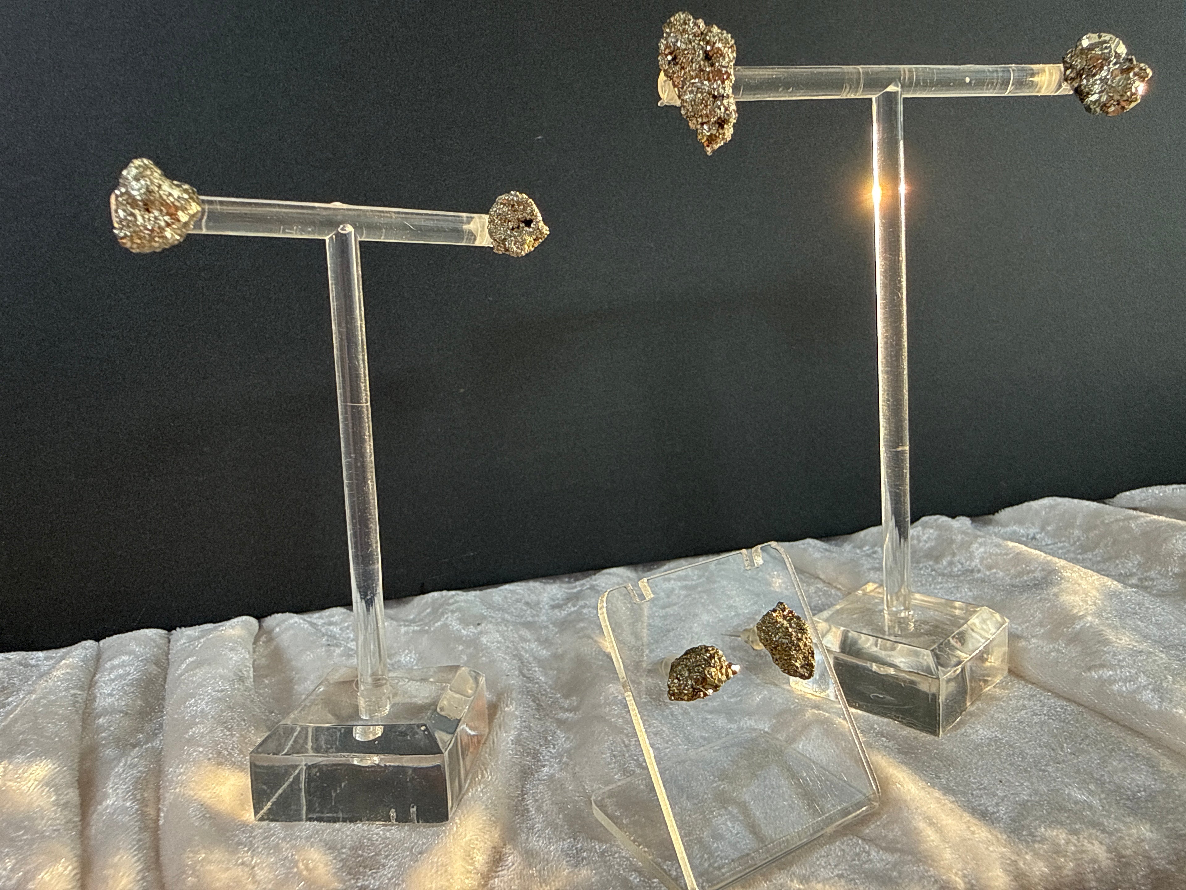 Raw Pyrite Crystal Earrings - Metal Free