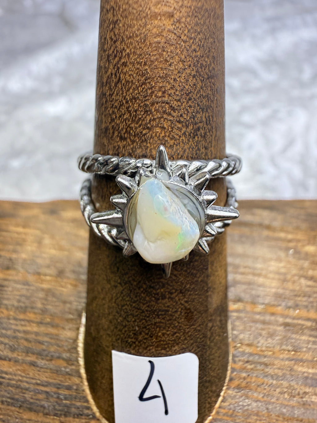 One-of-a-Kind Raw Opal Ring #4 | Handmade Adjustable Hypoallergenic Crystal Jewelry