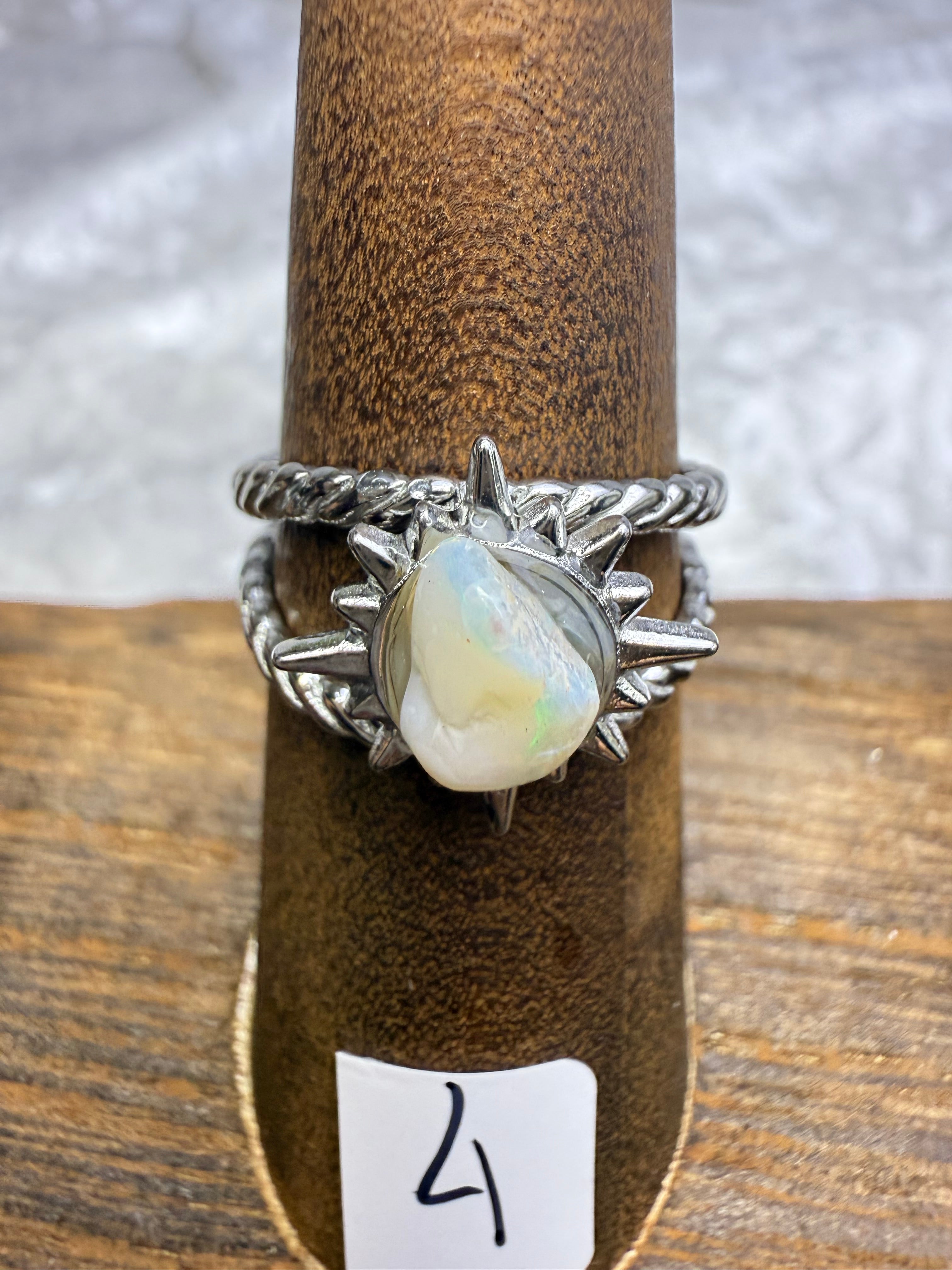 One-of-a-Kind Raw Opal Ring #4 | Handmade Adjustable Hypoallergenic Crystal Jewelry