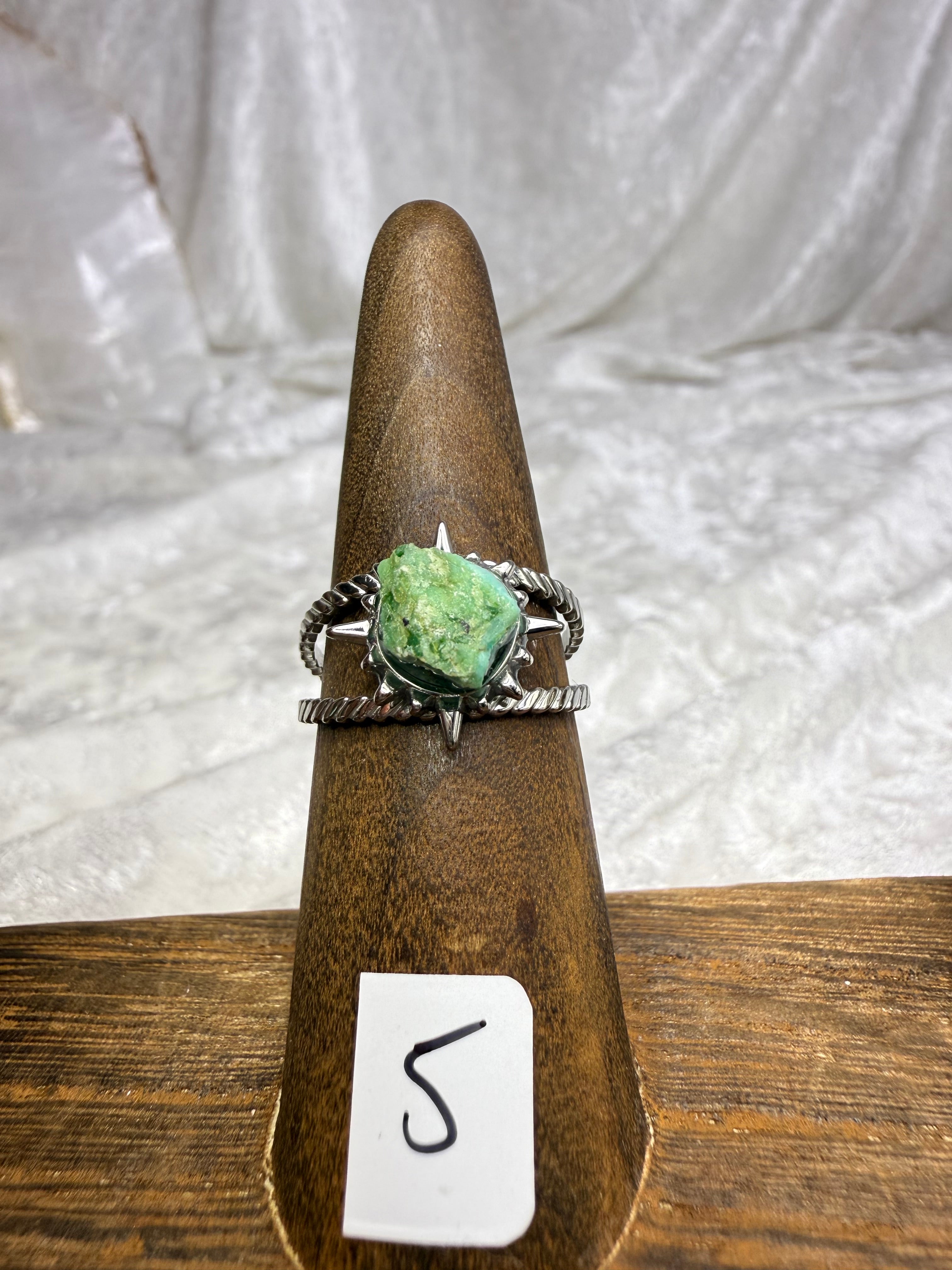 One-of-a-Kind Raw Turquoise Ring #5 | Handmade Adjustable Hypoallergenic Crystal Jewelry