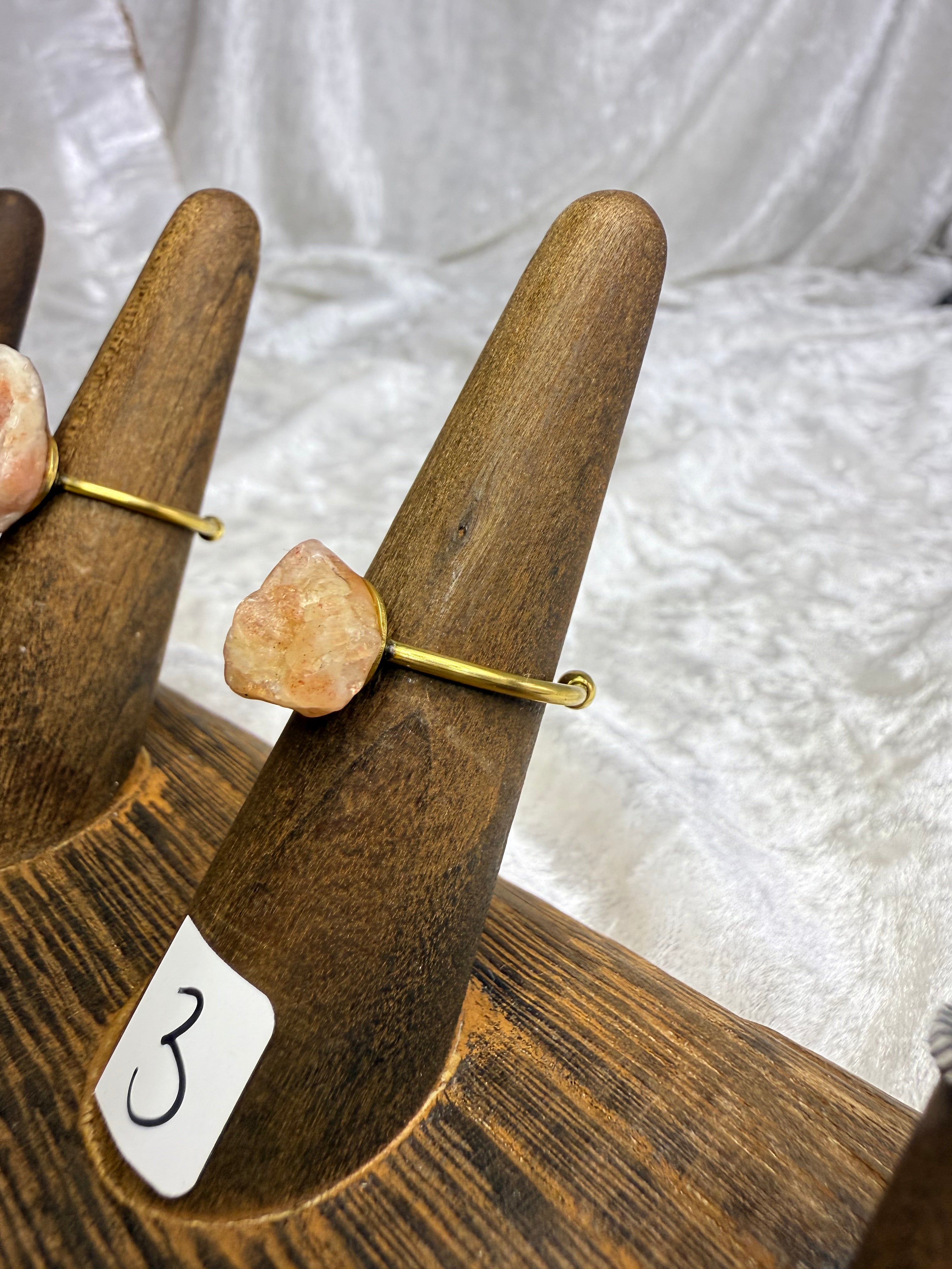 One-of-a-Kind Raw Sunstone Ring #3 | Handmade Adjustable Hypoallergenic Crystal Jewelry