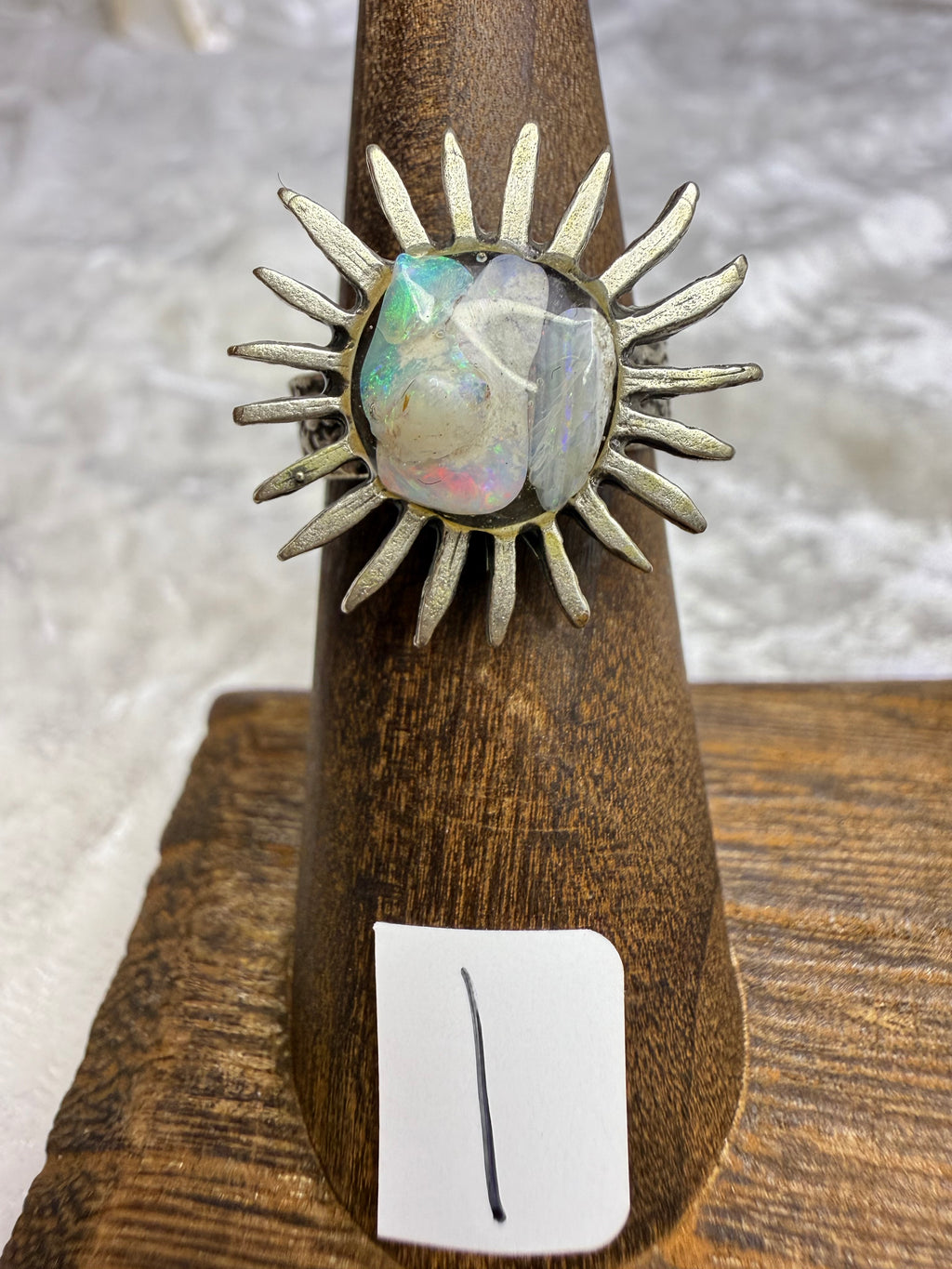 One-of-a-Kind Raw Opal Ring #1 | Handmade Adjustable Hypoallergenic Crystal Jewelry