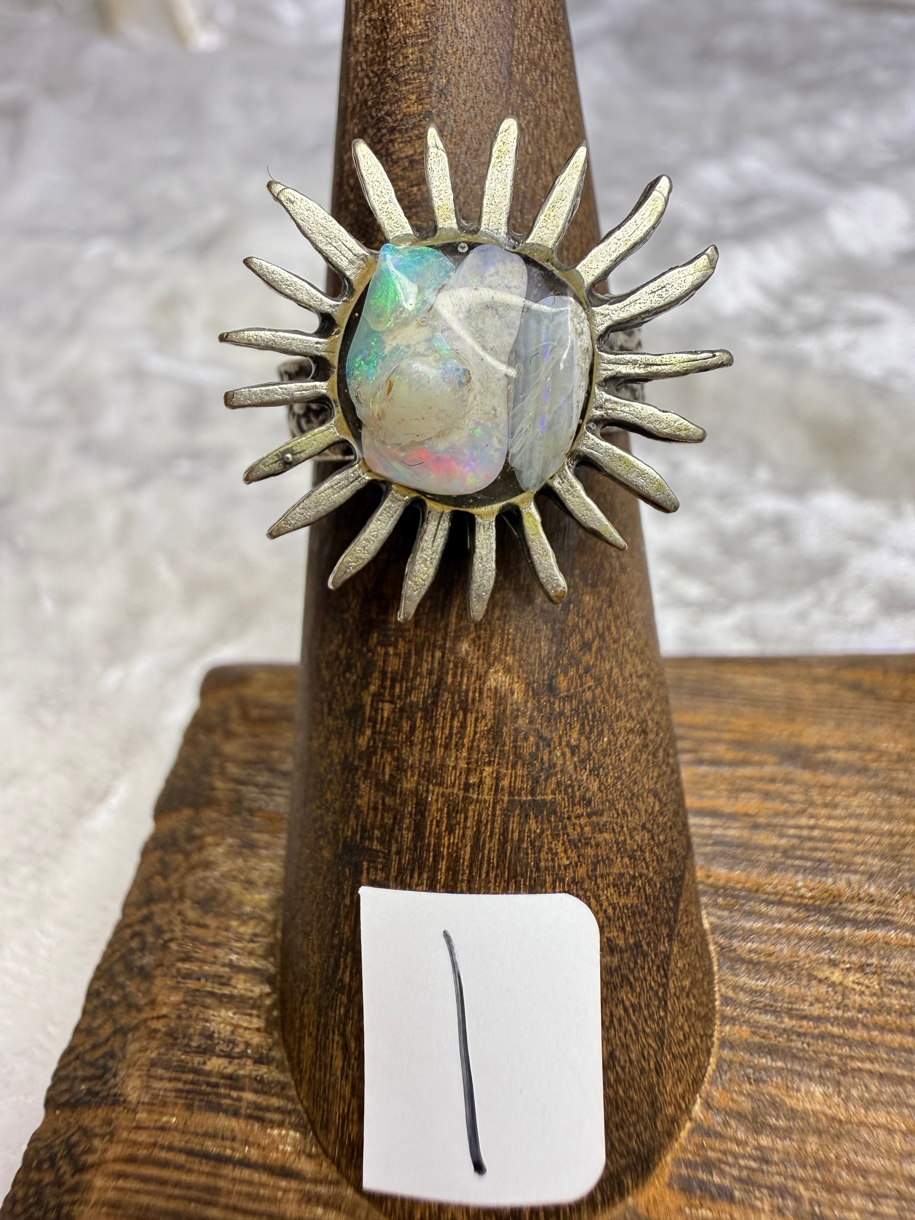 One-of-a-Kind Raw Opal Ring #1 | Handmade Adjustable Hypoallergenic Crystal Jewelry