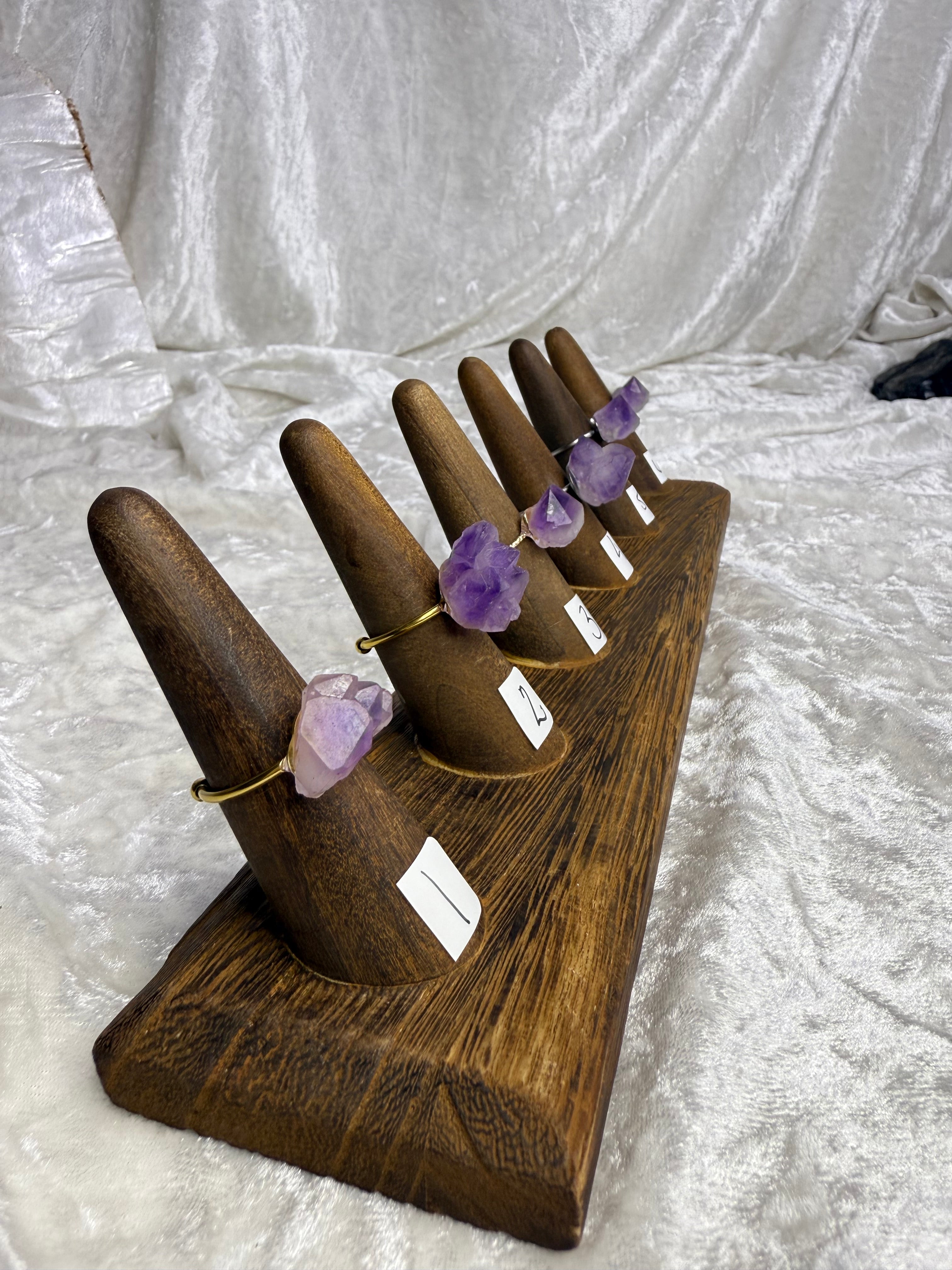 One-of-a-Kind Raw Amethyst Ring #1 | Handmade Hypoallergenic Crystal Jewelry