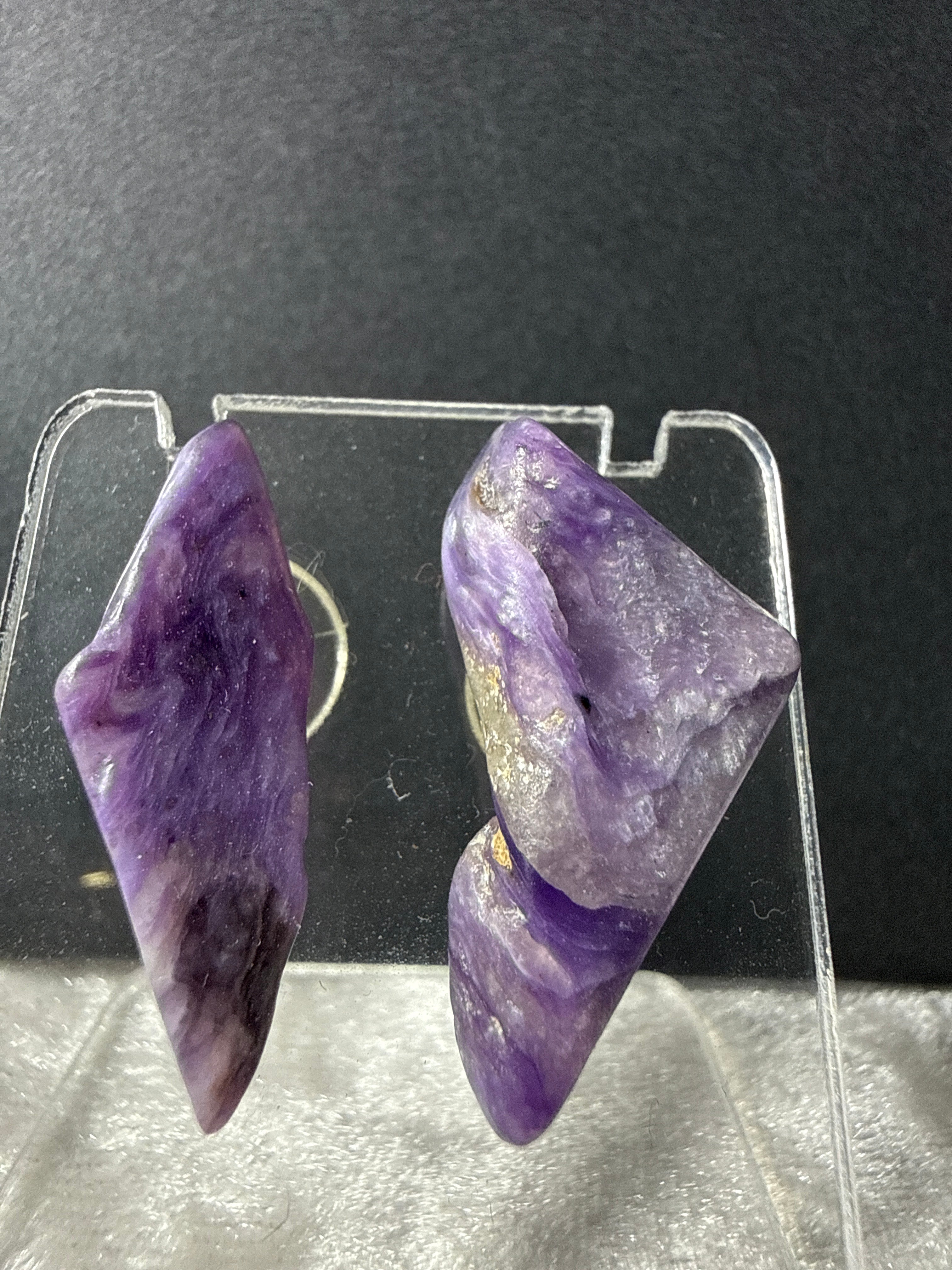 Natural Charoite Crystal Earrings