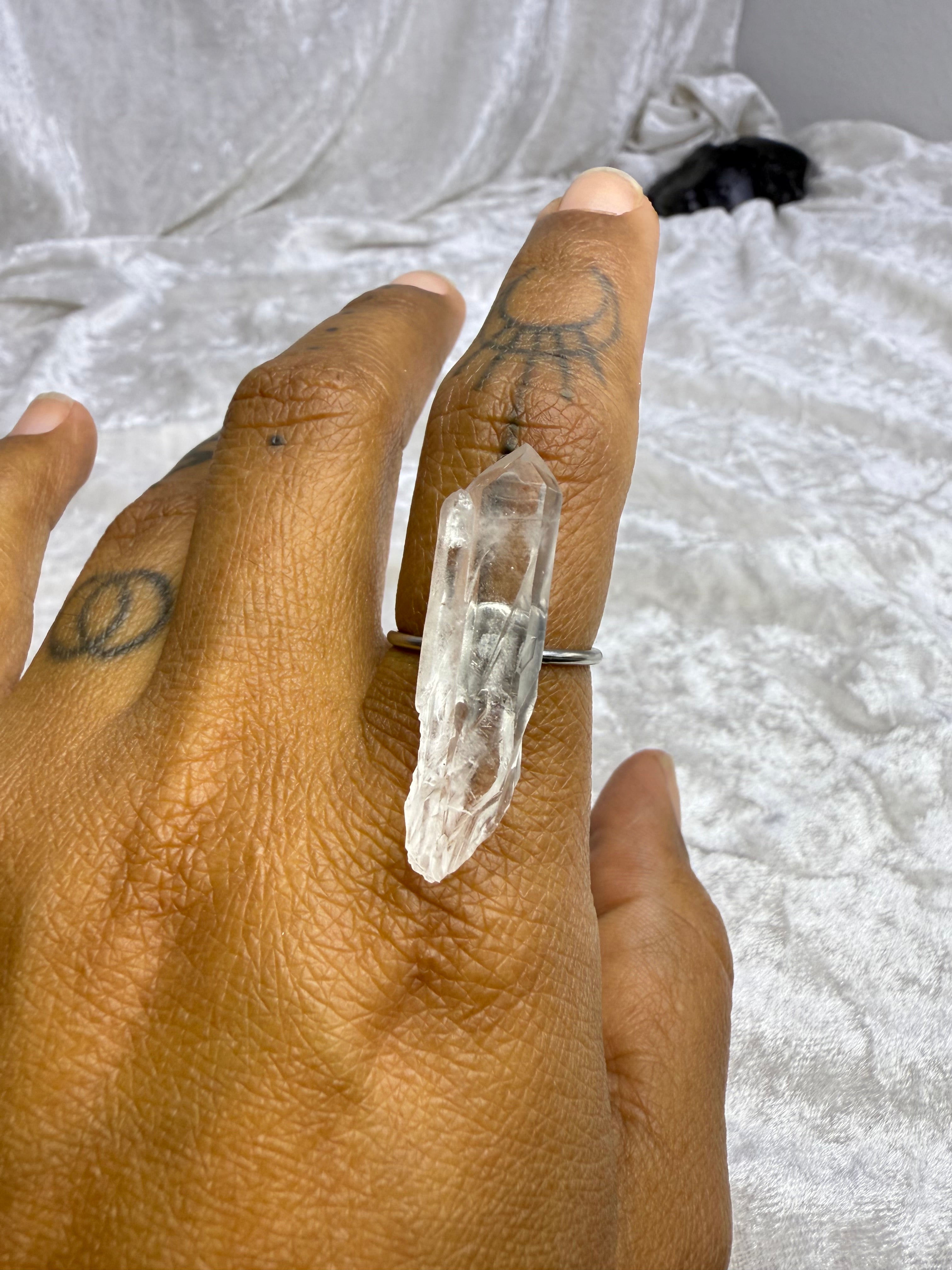 One-of-a-Kind Raw Clear Quartz Ring #7 | Handmade Adjustable Hypoallergenic Crystal Jewelry