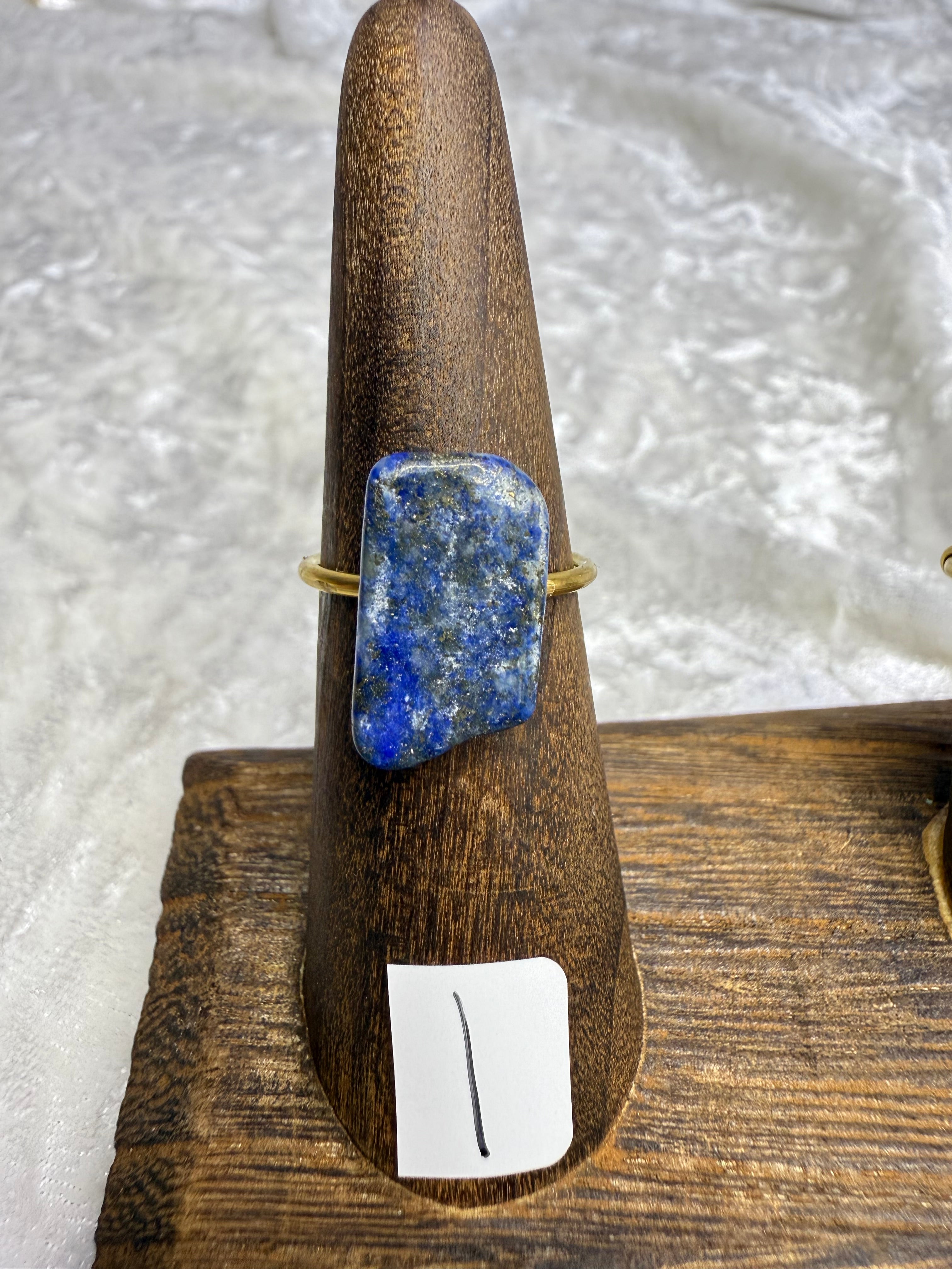 One-of-a-Kind Raw Lapis Lazuli Ring #1 | Handmade Adjustable Hypoallergenic Crystal Jewelry