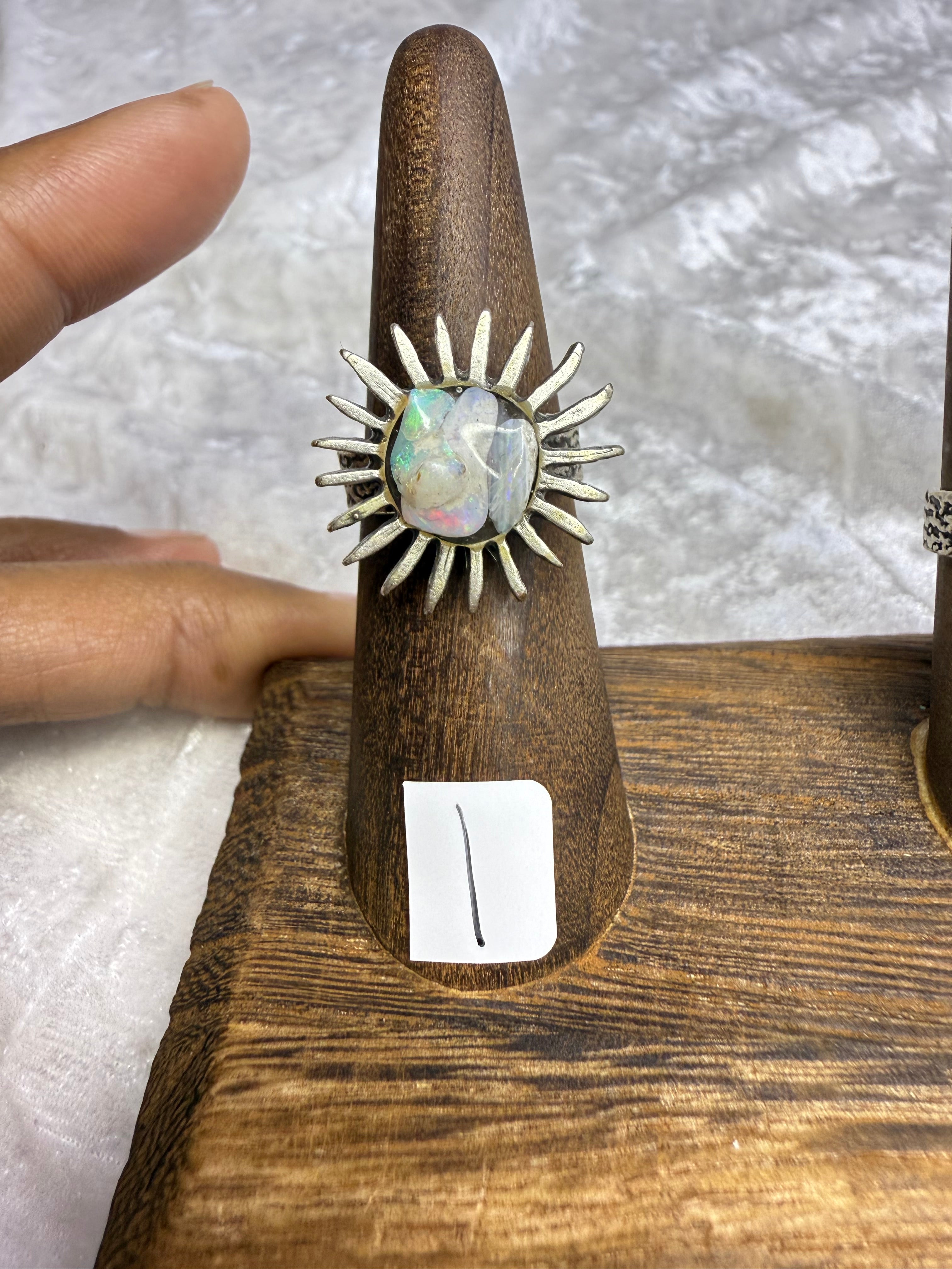 One-of-a-Kind Raw Opal Ring #1 | Handmade Adjustable Hypoallergenic Crystal Jewelry