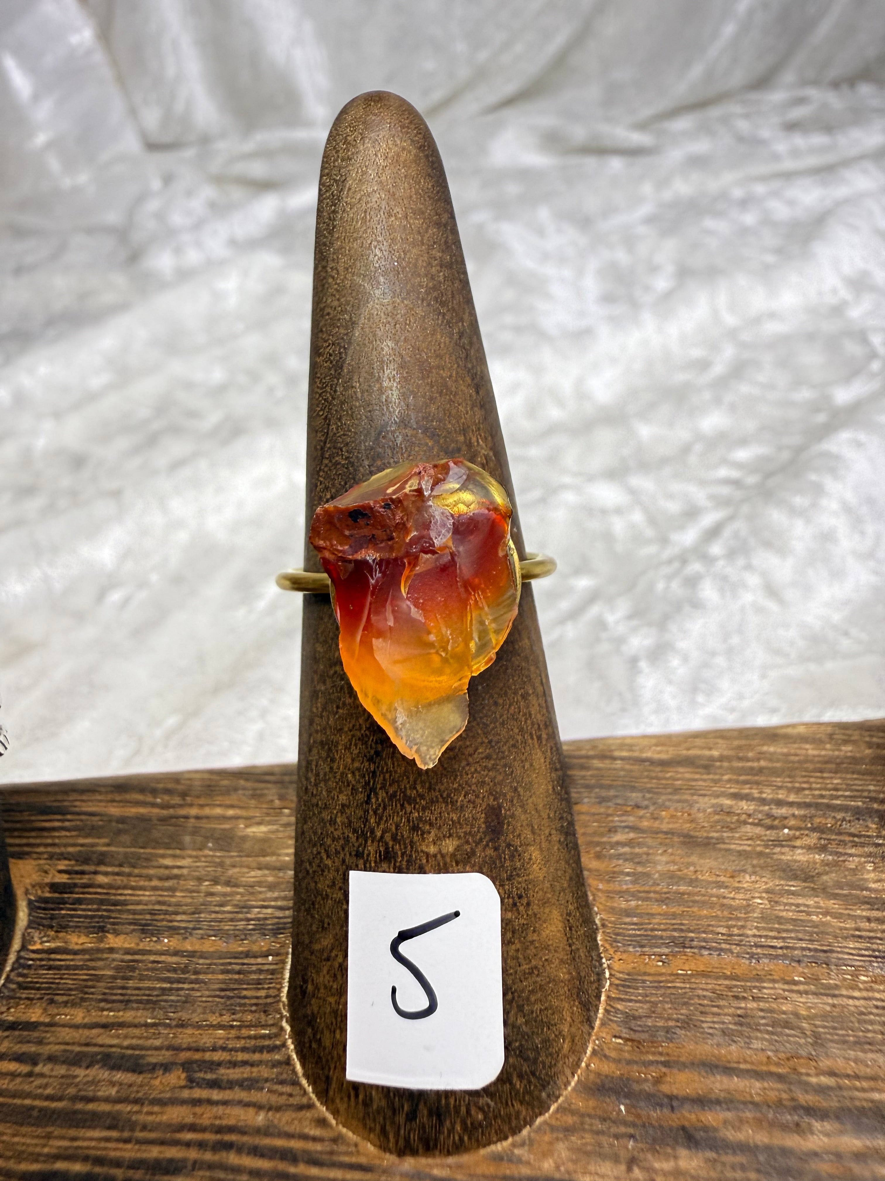 One-of-a-Kind Raw Carnelian Ring #5 | Handmade Adjustable Hypoallergenic Crystal Jewelry