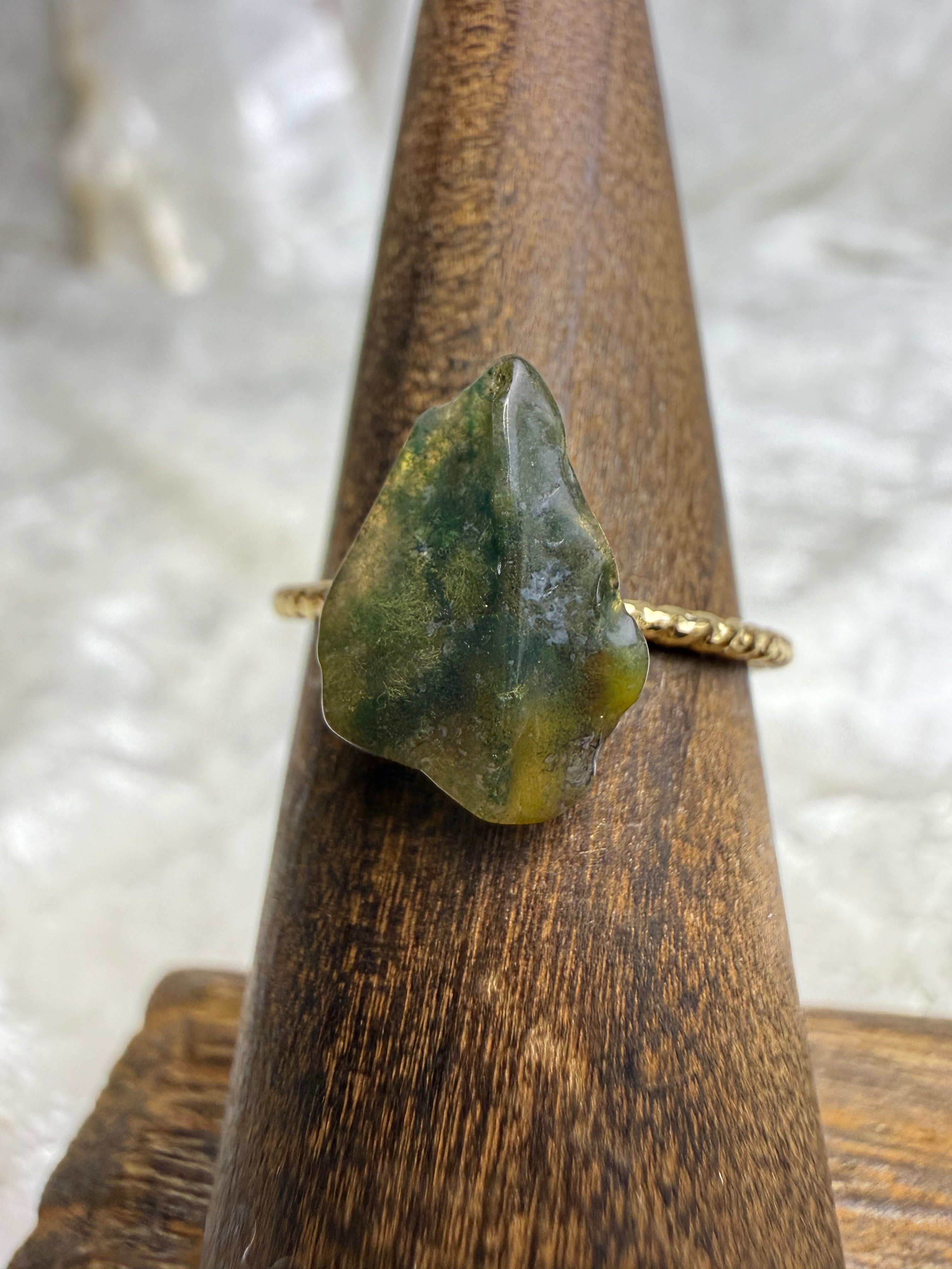 One-of-a-Kind Raw Emerald Ring #1 | Handmade Adjustable Hypoallergenic Crystal Jewelry