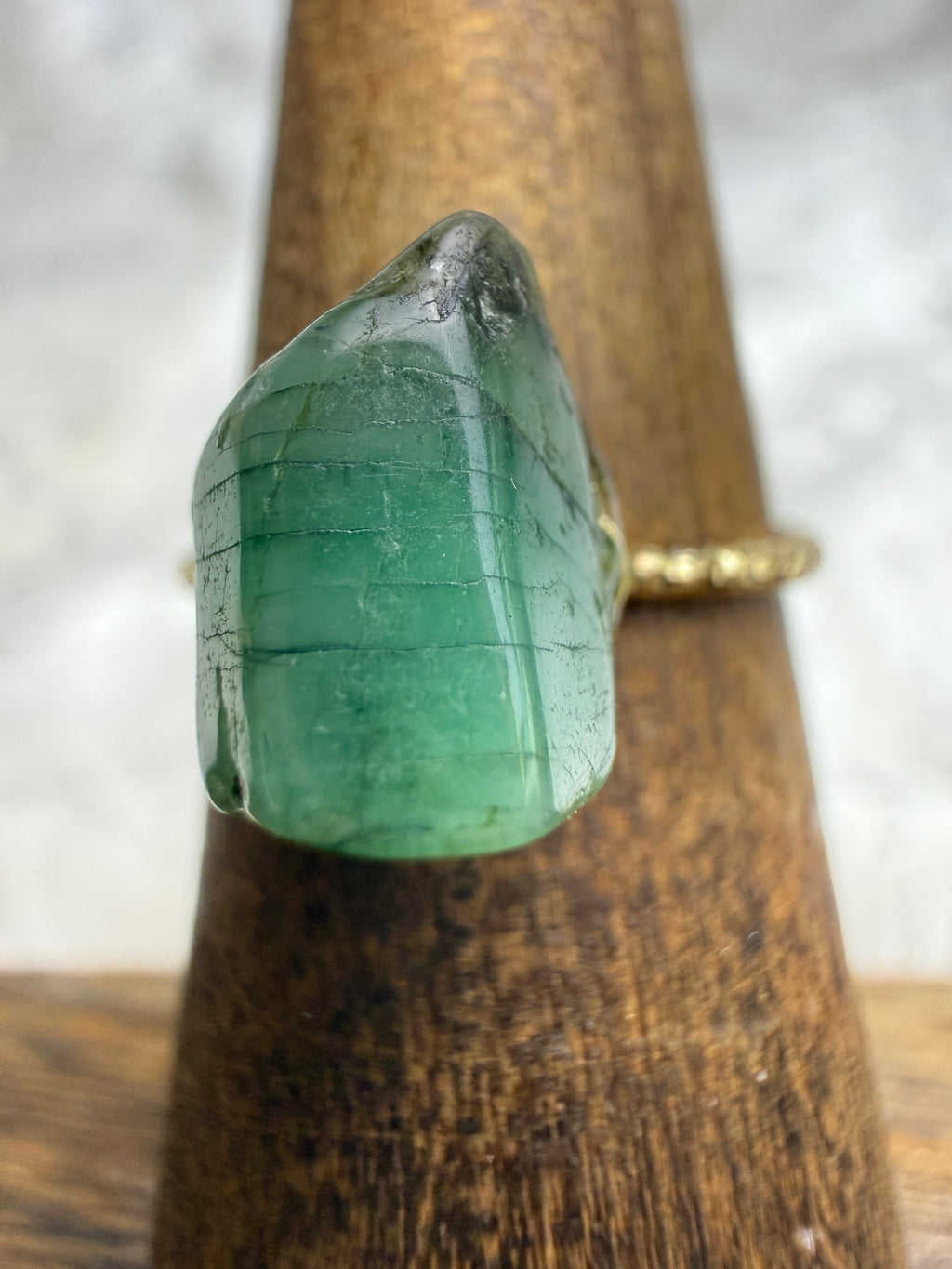 One-of-a-Kind Raw Emerald Ring #2 | Handmade Adjustable Hypoallergenic Crystal Jewelry
