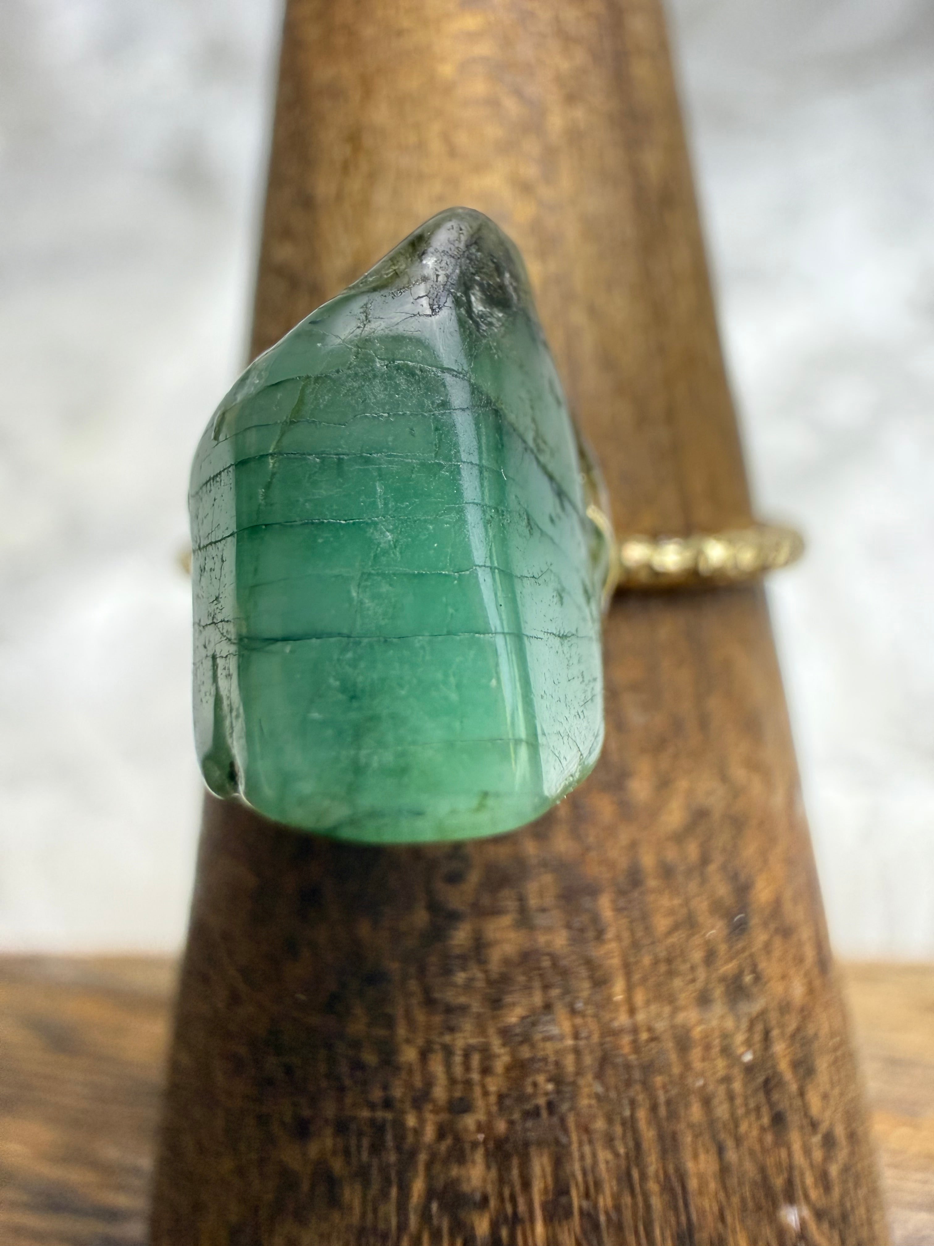 One-of-a-Kind Raw Emerald Ring #2 | Handmade Adjustable Hypoallergenic Crystal Jewelry