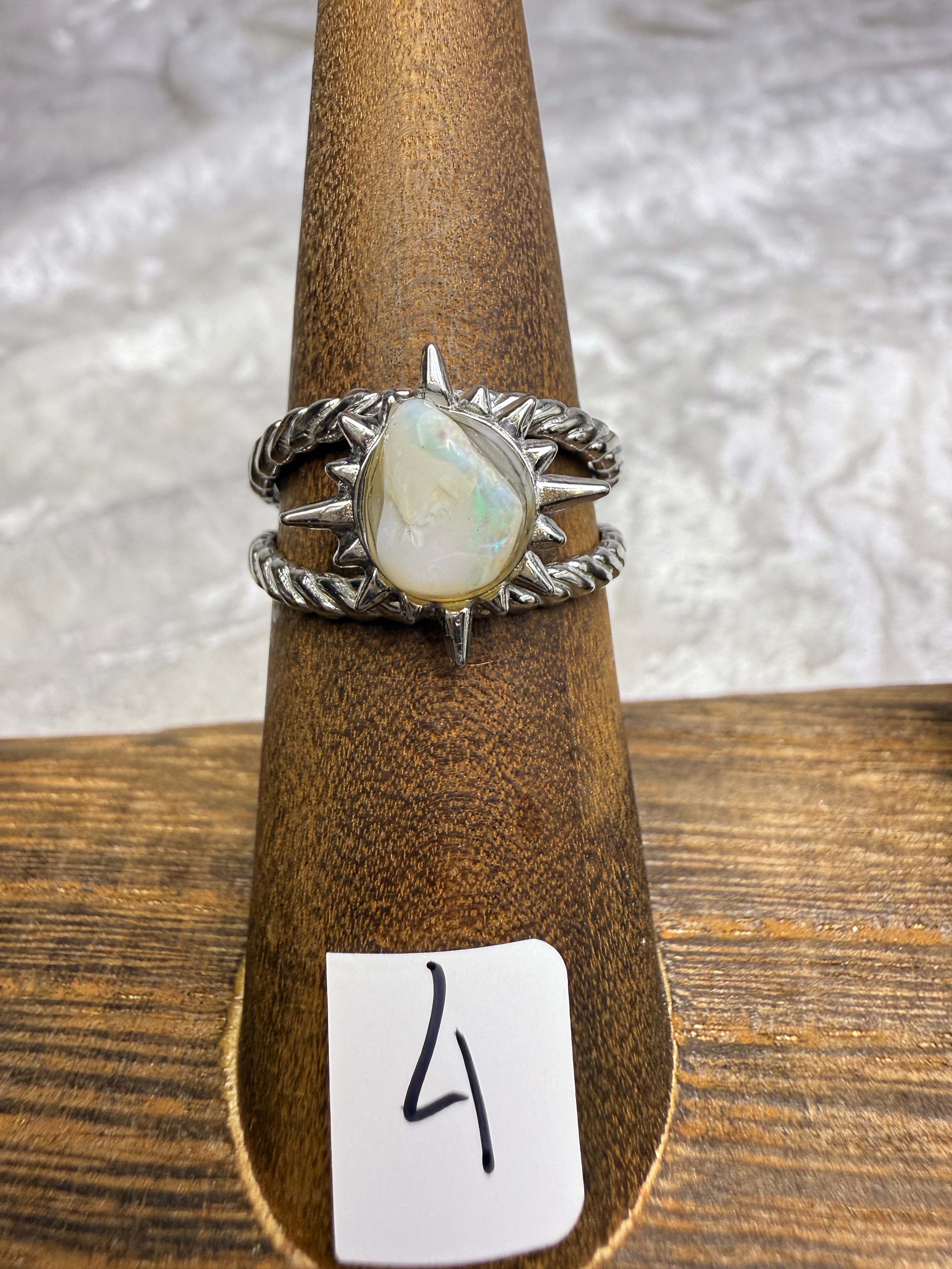 One-of-a-Kind Raw Opal Ring #4 | Handmade Adjustable Hypoallergenic Crystal Jewelry