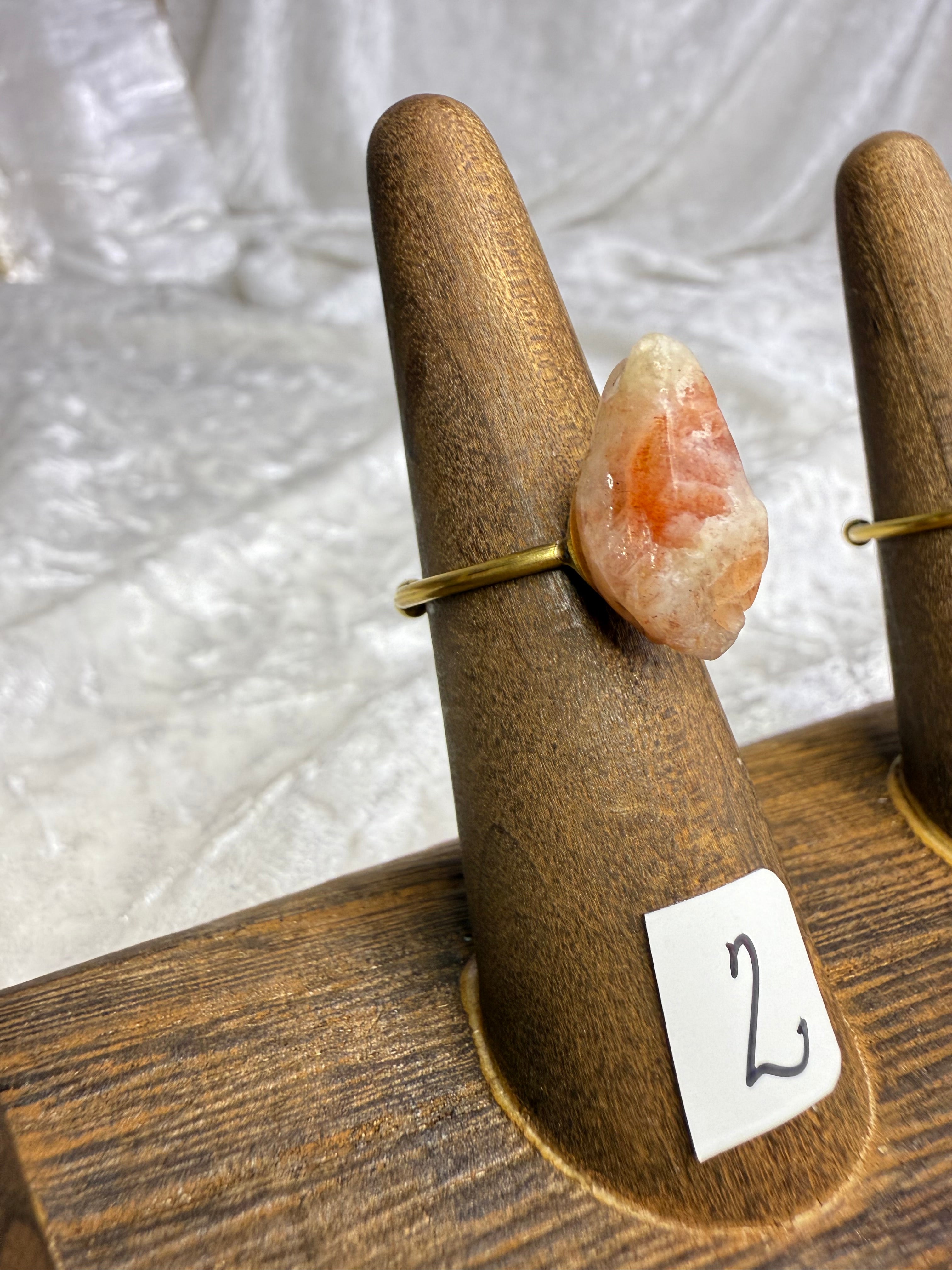 One-of-a-Kind Raw Sunstone Ring #2 | Handmade Adjustable Hypoallergenic Crystal Jewelry