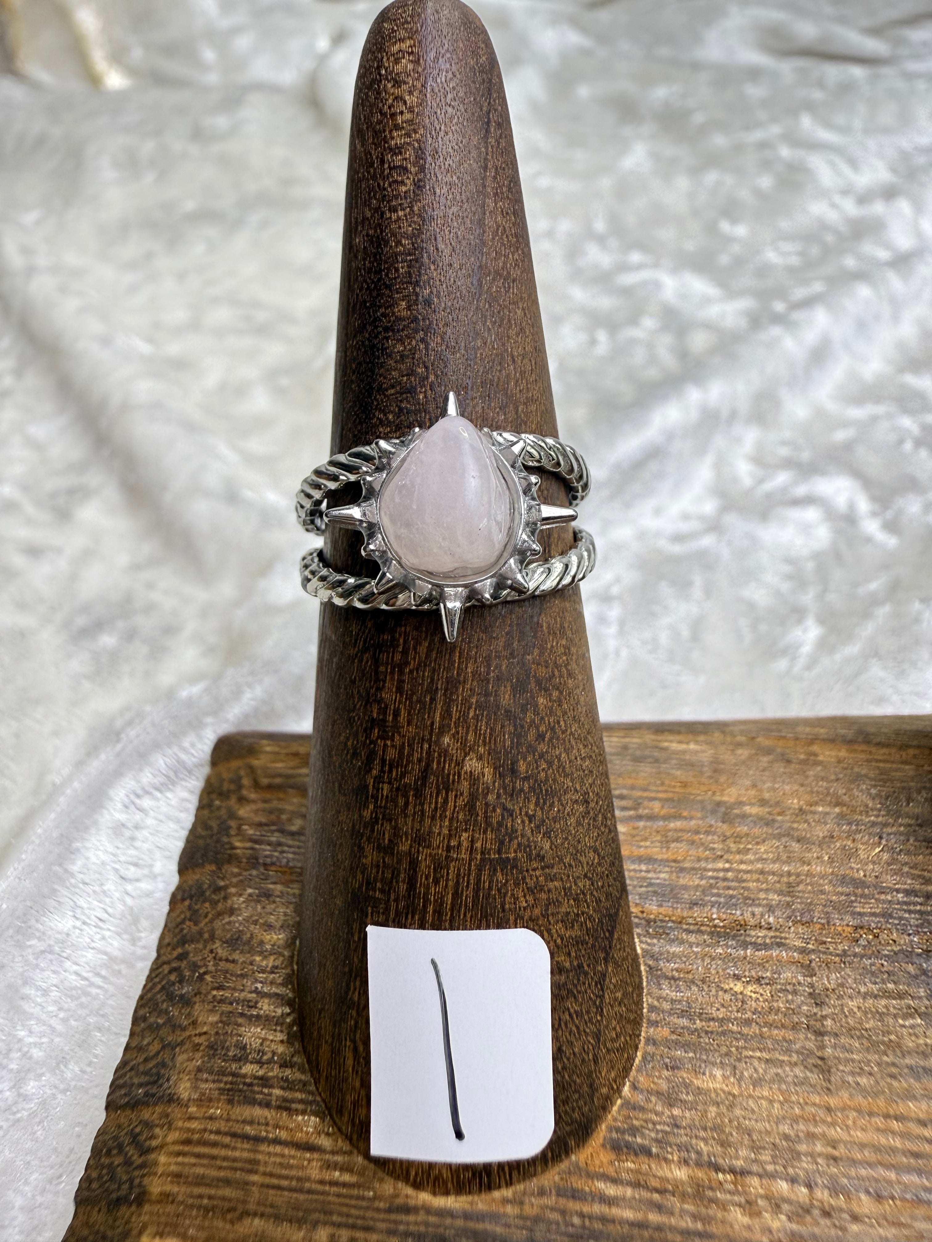 One-of-a-Kind Rose Quartz Ring #1 | Handmade Adjustable Hypoallergenic Crystal Jewelry