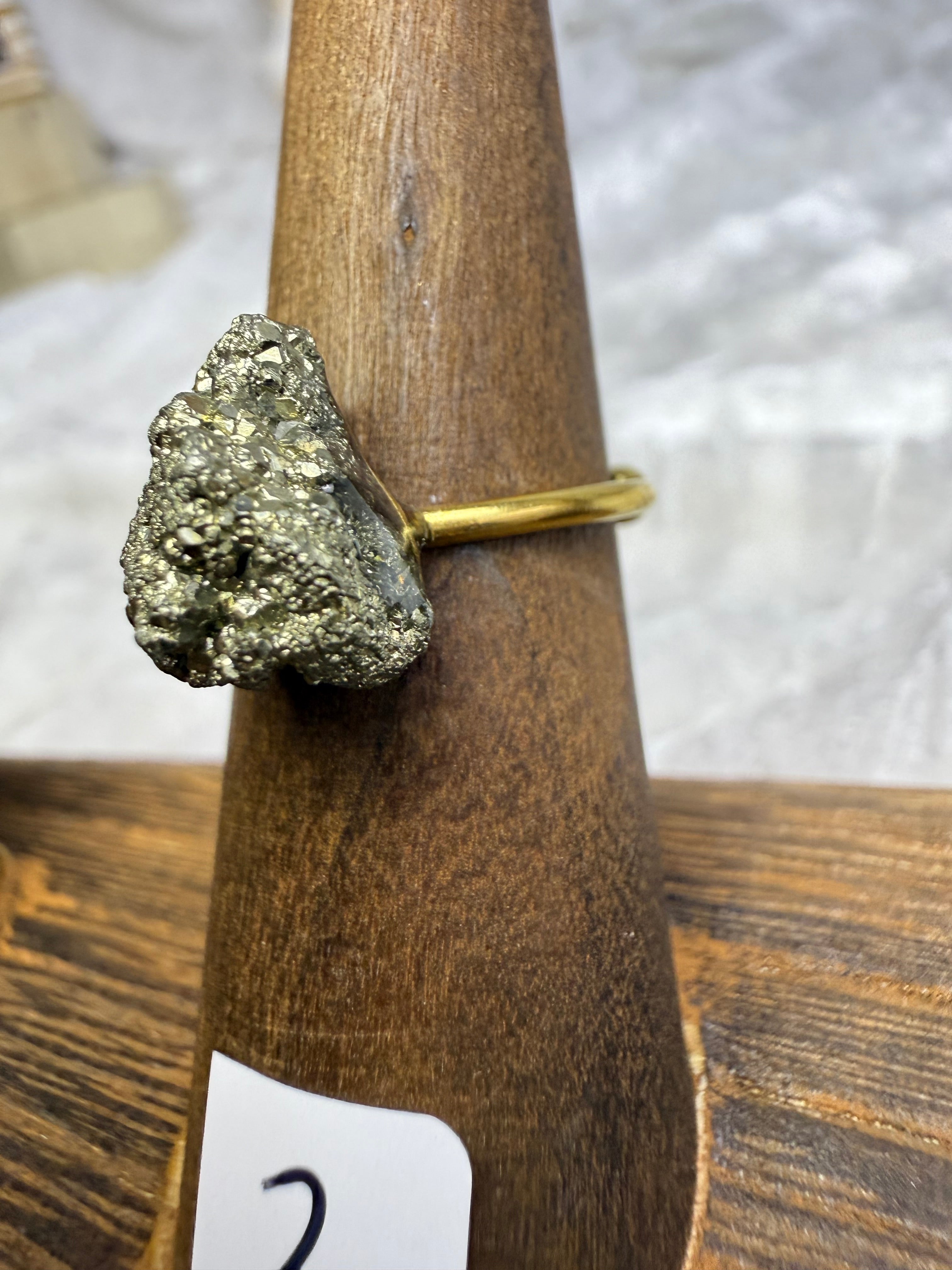 One-of-a-Kind Raw Pyrite Ring #3 | Handmade Adjustable Hypoallergenic Crystal Jewelry