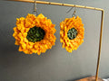 Sunflower Dangle Floral Sculpture Earrings