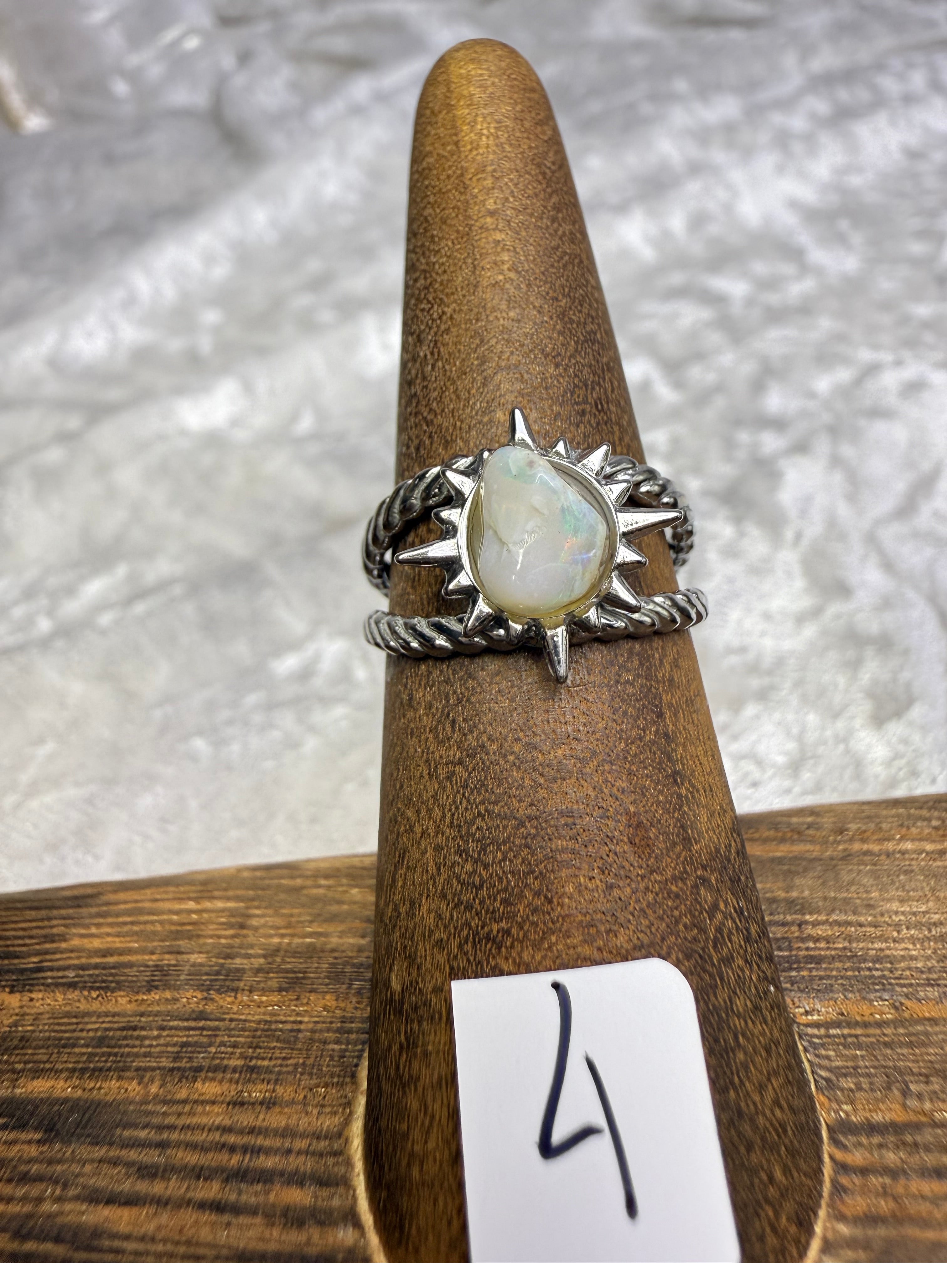 One-of-a-Kind Raw Opal Ring #4 | Handmade Adjustable Hypoallergenic Crystal Jewelry