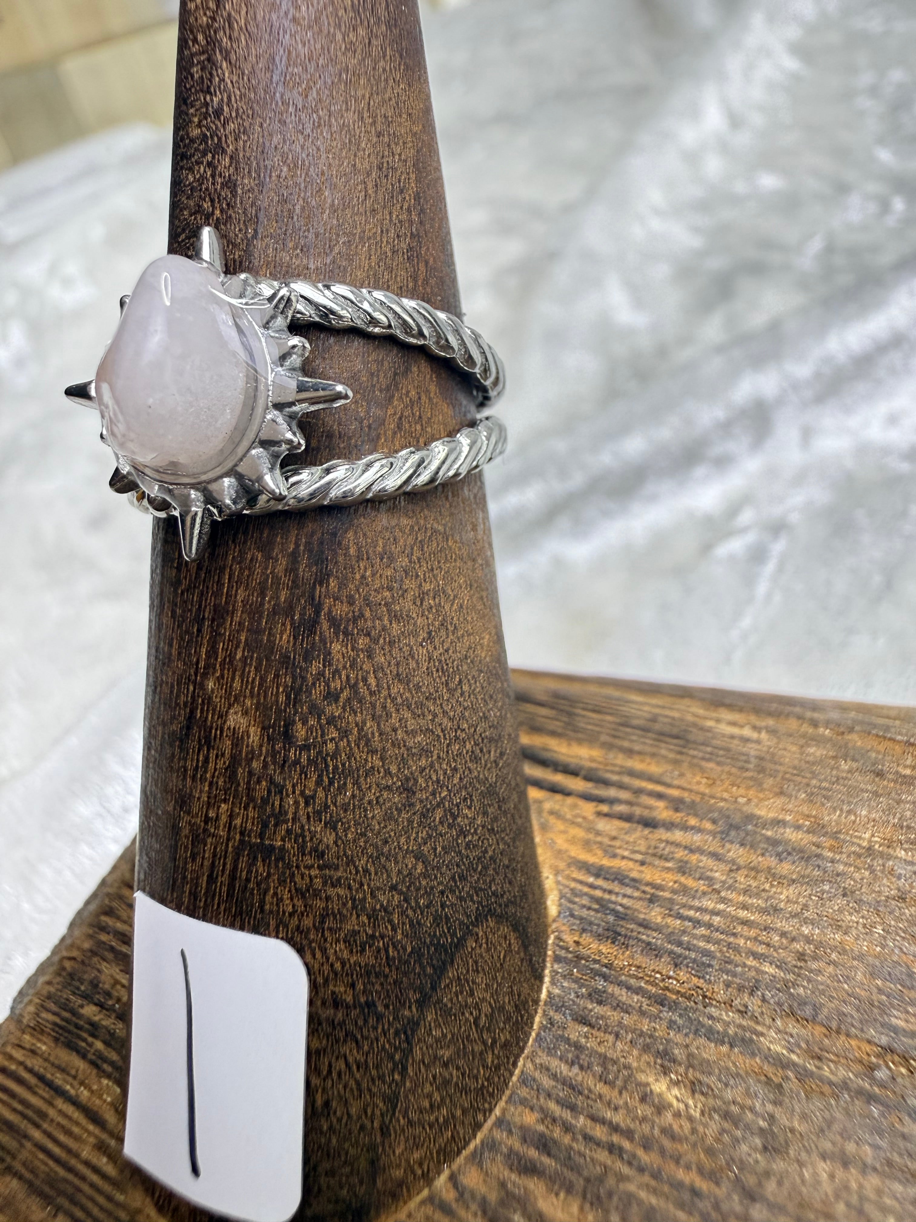 One-of-a-Kind Rose Quartz Ring #1 | Handmade Adjustable Hypoallergenic Crystal Jewelry
