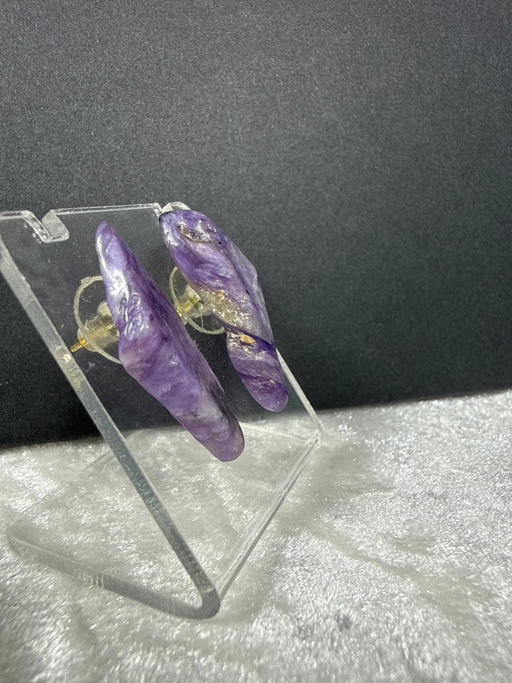 Natural Charoite Crystal Earrings