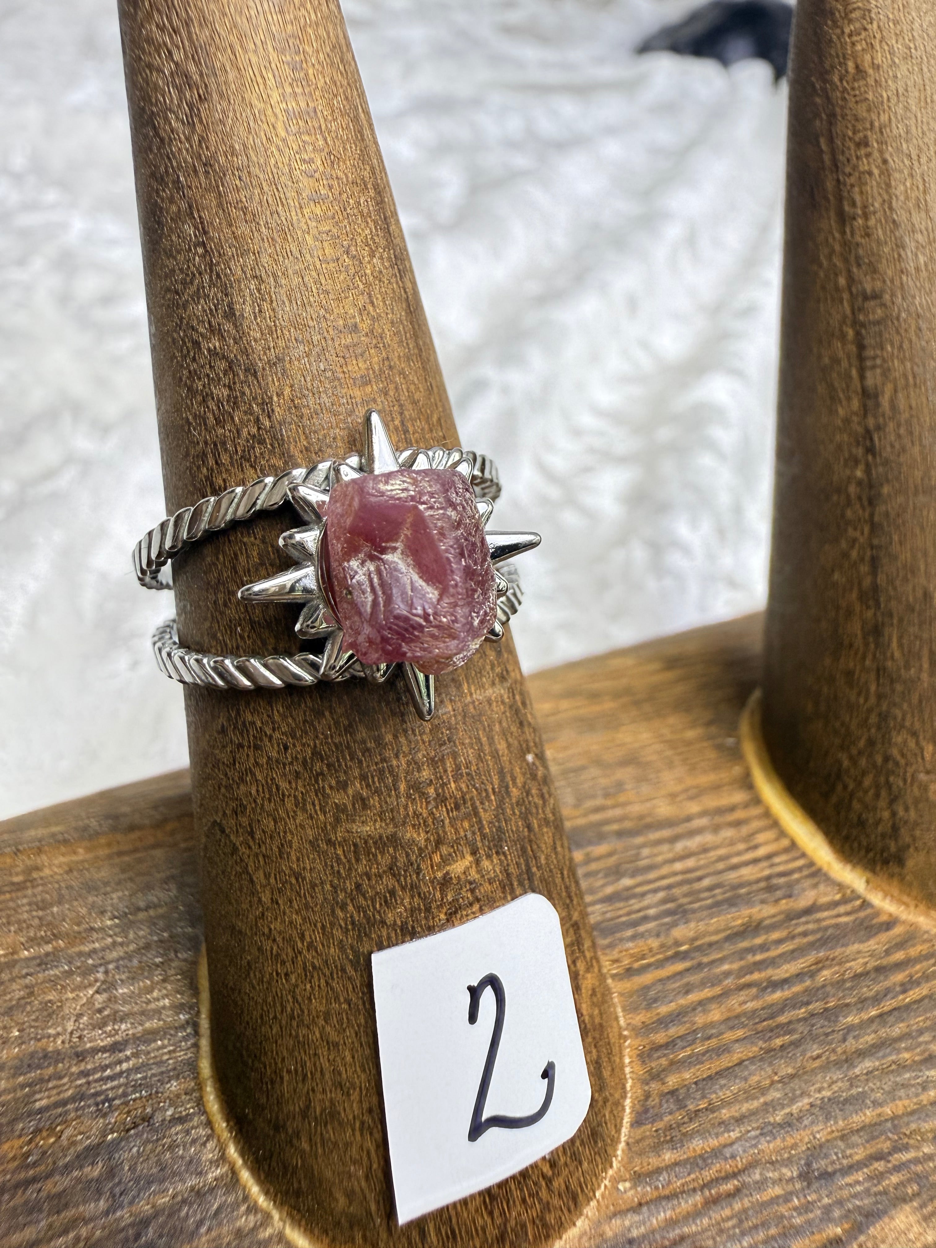 One-of-a-Kind Raw Ruby Ring #2 | Handmade Adjustable Hypoallergenic Crystal Jewelry