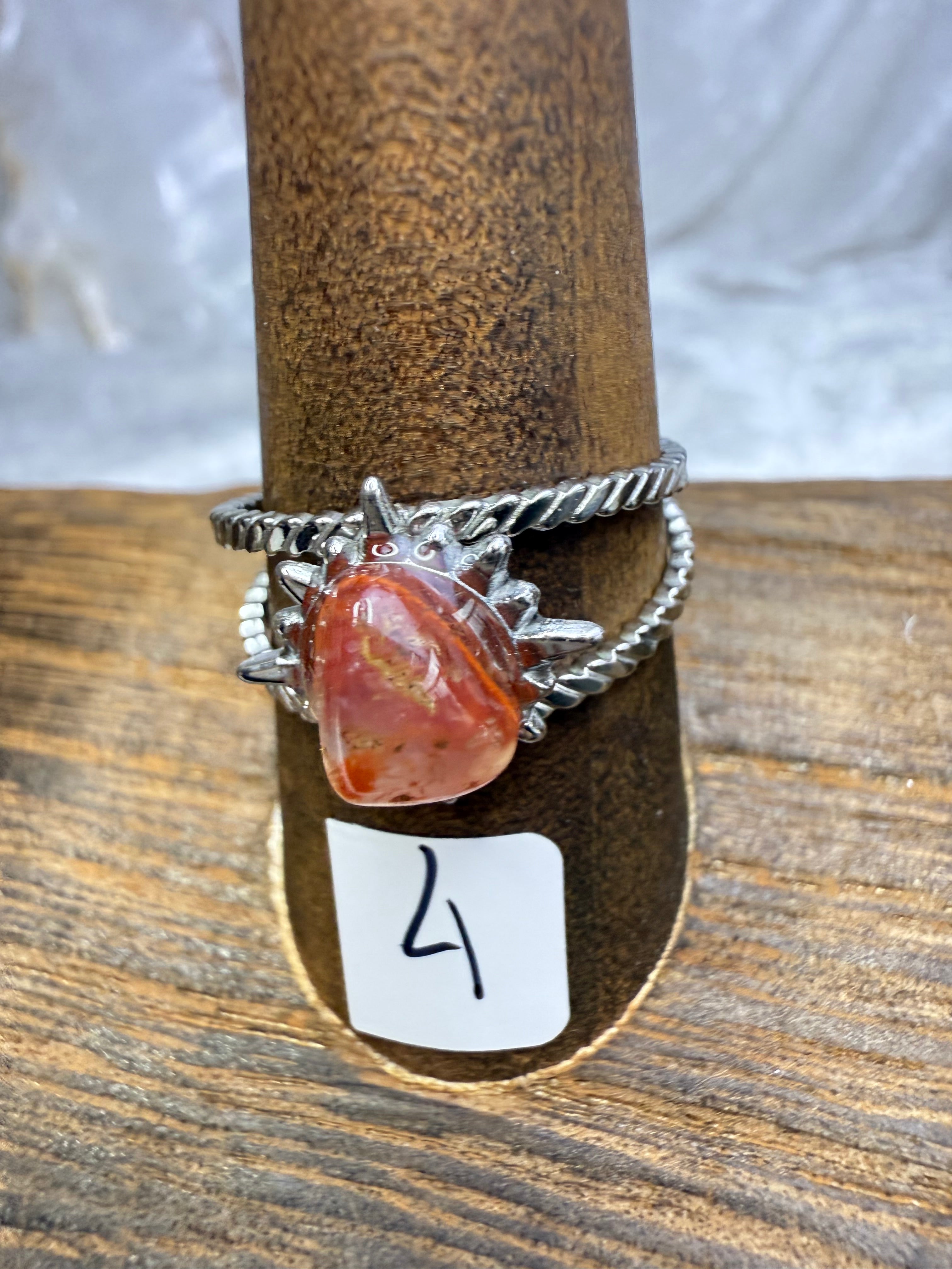 One-of-a-Kind Raw Carnelian Ring #4 | Handmade Adjustable Hypoallergenic Crystal Jewelry