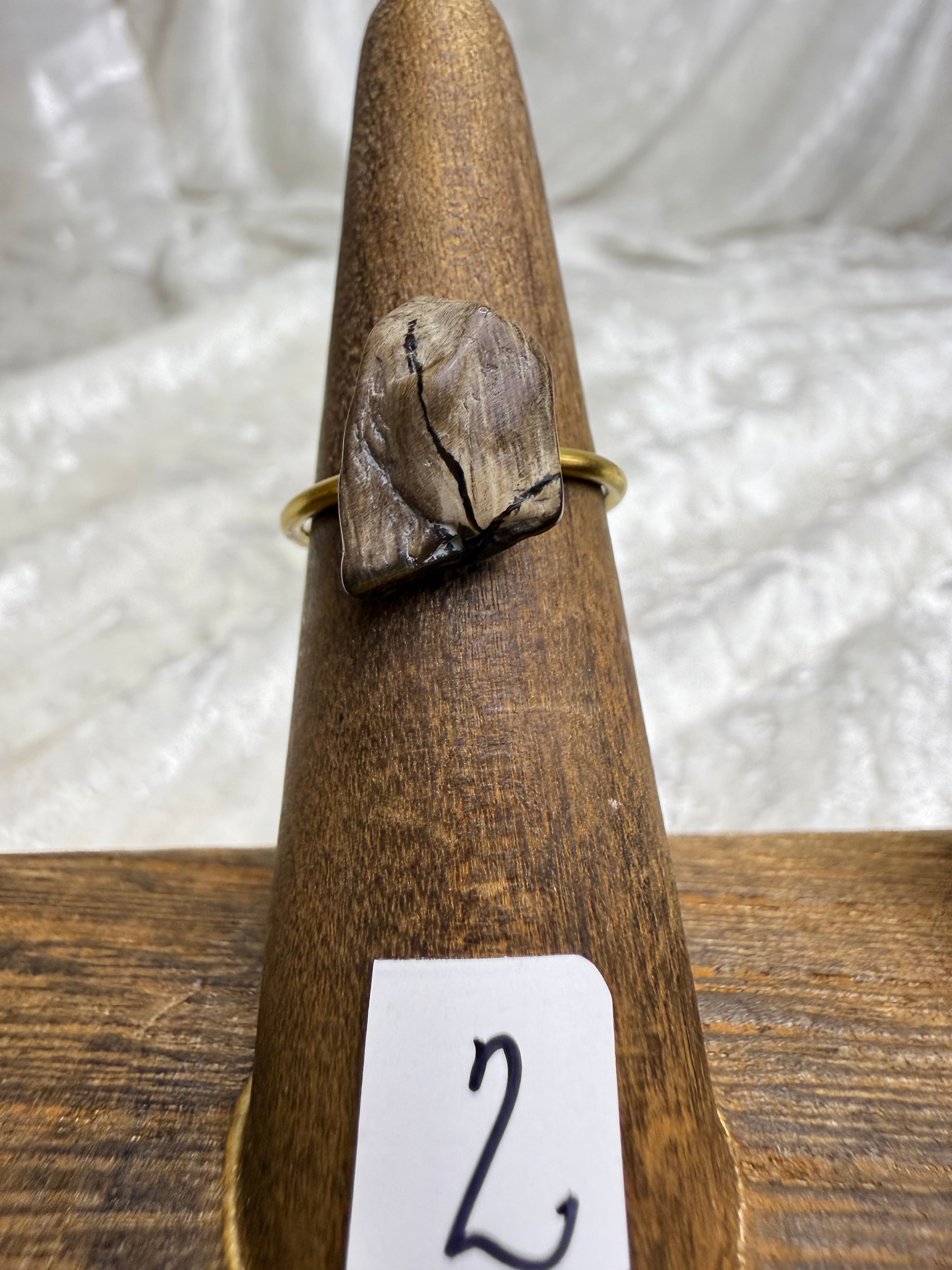 One-of-a-Kind Raw Petrified Wood Ring #2 | Handmade Adjustable Hypoallergenic Crystal Jewelry