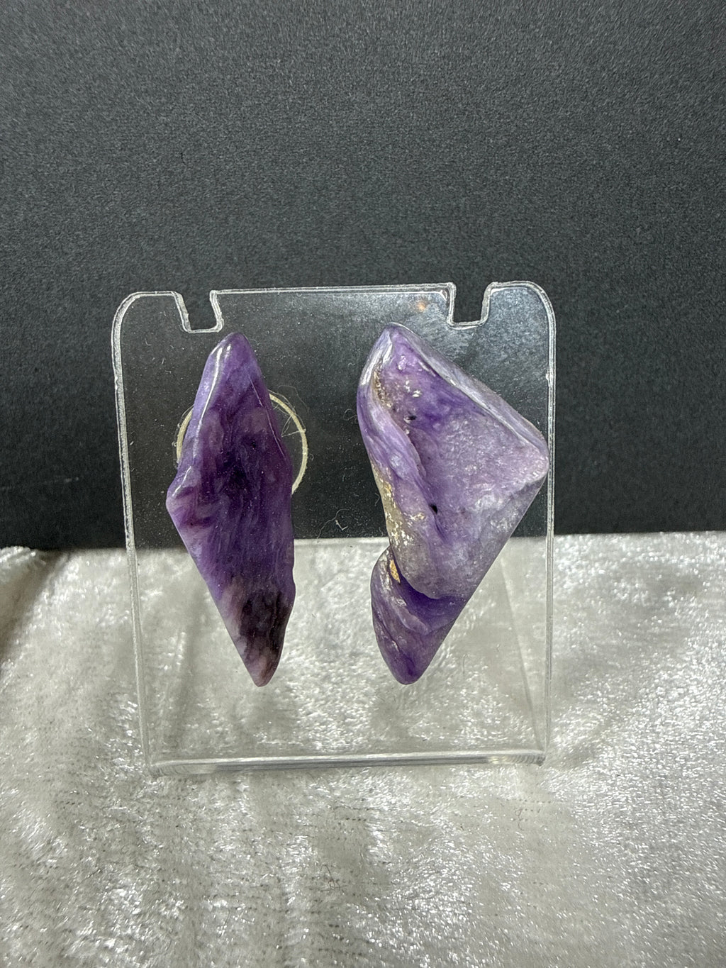 Natural Charoite Crystal Earrings