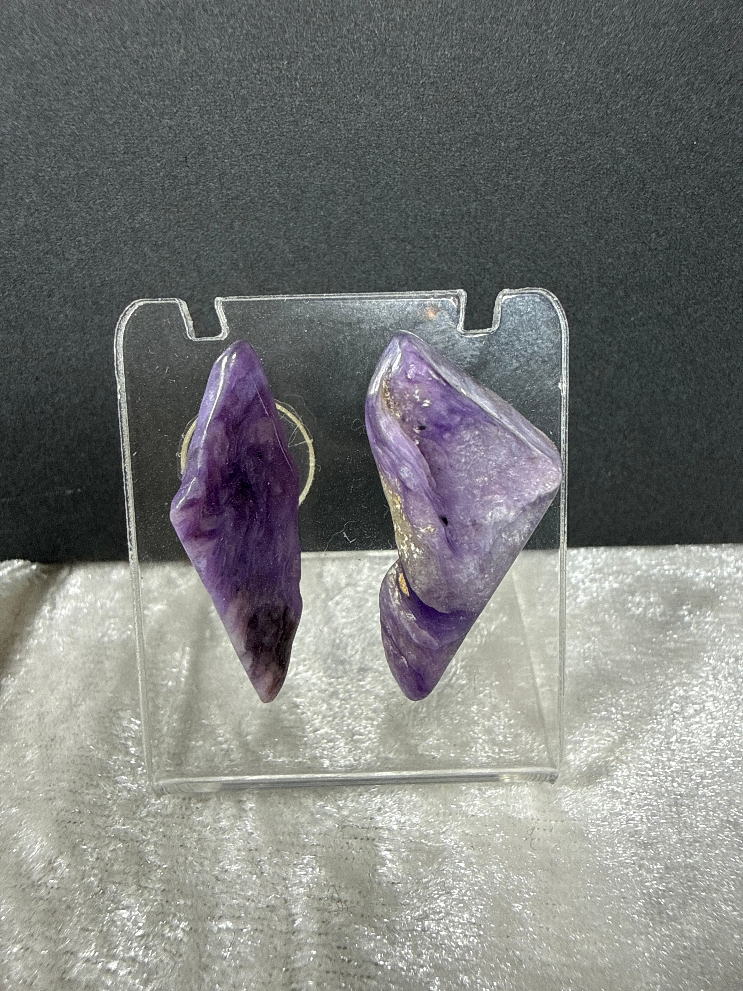 Natural Charoite Crystal Earrings